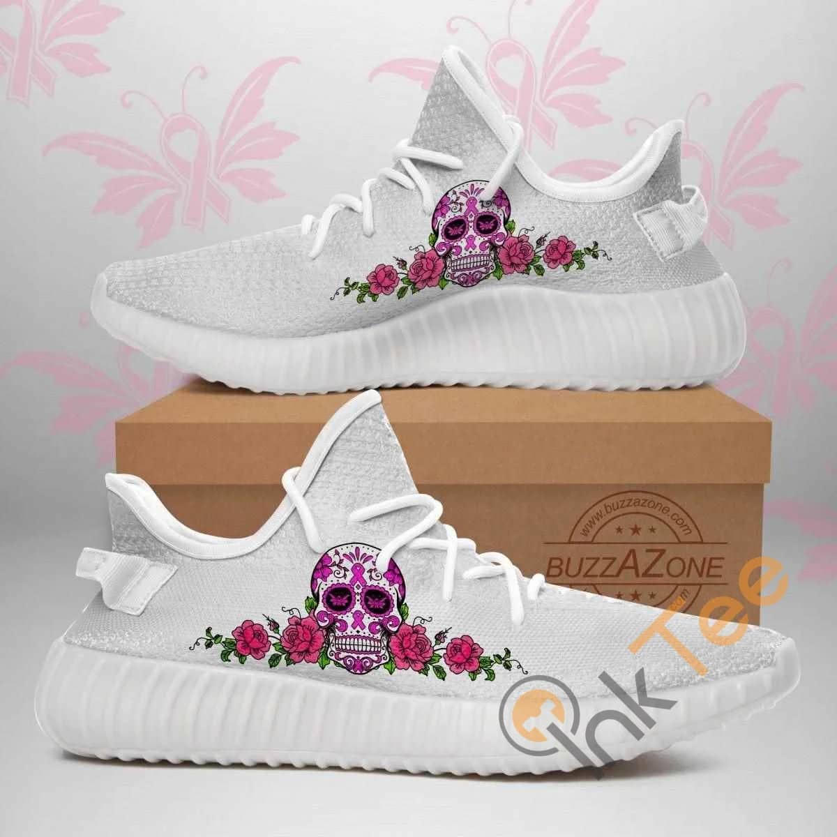 Breast Cancer Skull Flowers Amazon Best Selling Yeezy Boost