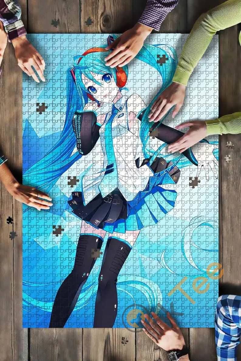 Hatsune Miku Anime Girl Polygons Blue Kids Toys Jigsaw Puzzle