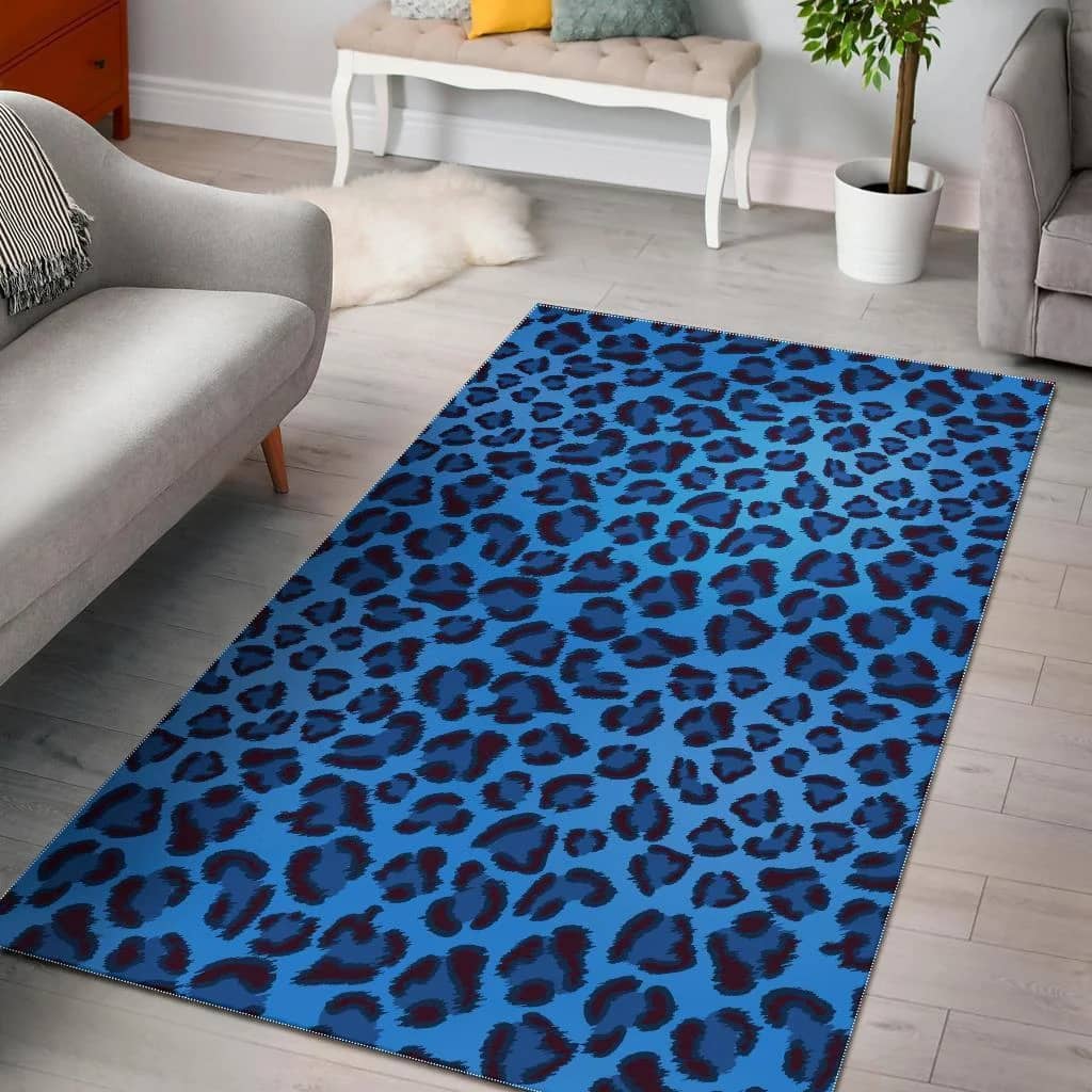 Blue Cheetah Leopard Pattern Print Area Limited Edition Amazon Best Seller Sku 267072 Rug