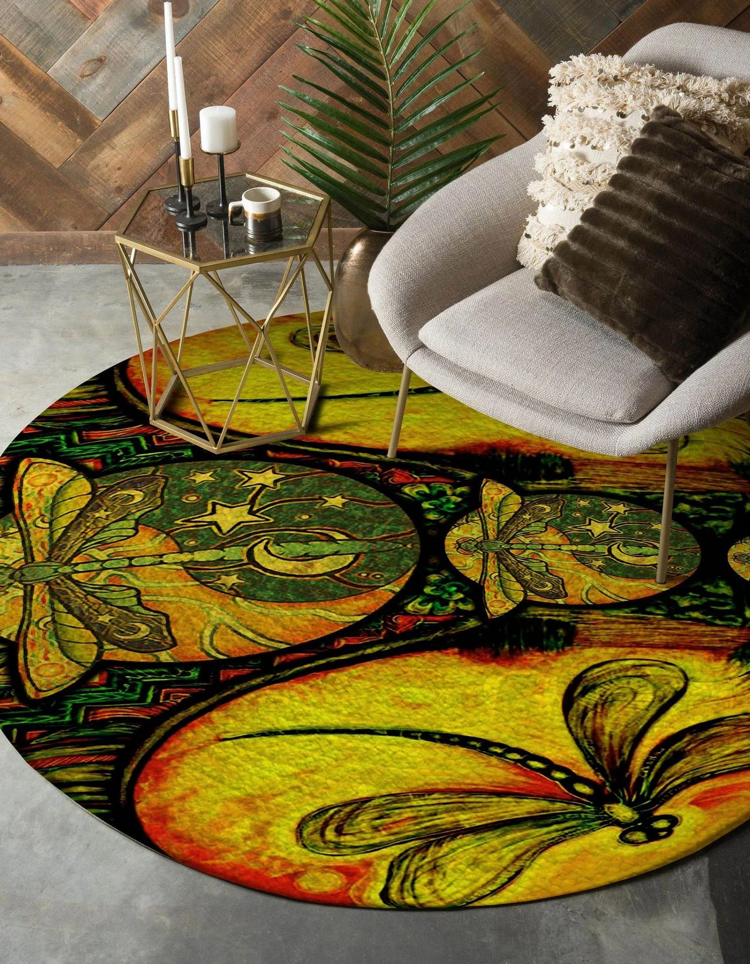 Dragonfly Limited Edition Round Amazon Best Seller Sku 268582 Rug