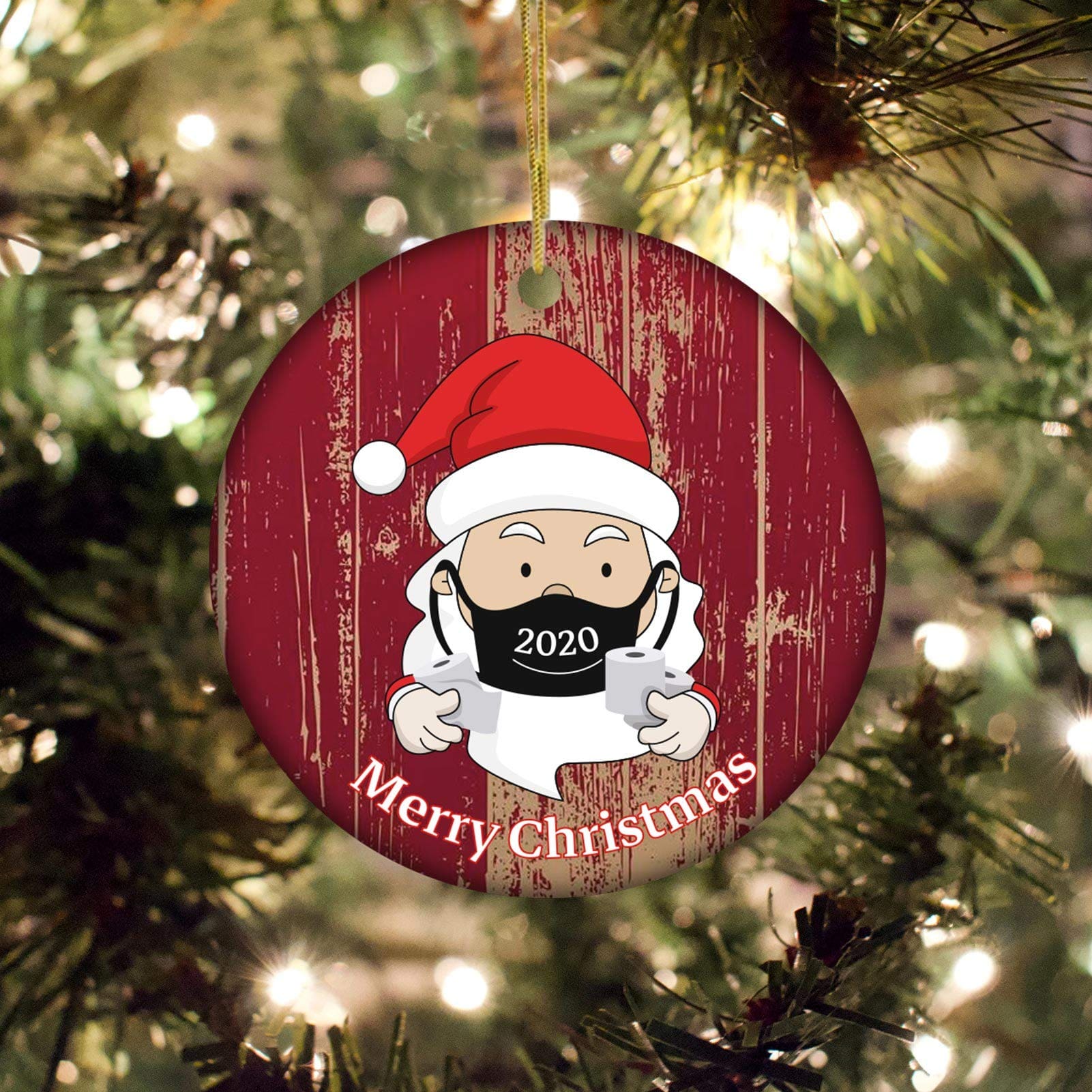 Inktee Store - 2020 Christmas Ornament Merry Christmas Masked Santa Claus Toilet Paper Personalized Gifts Image