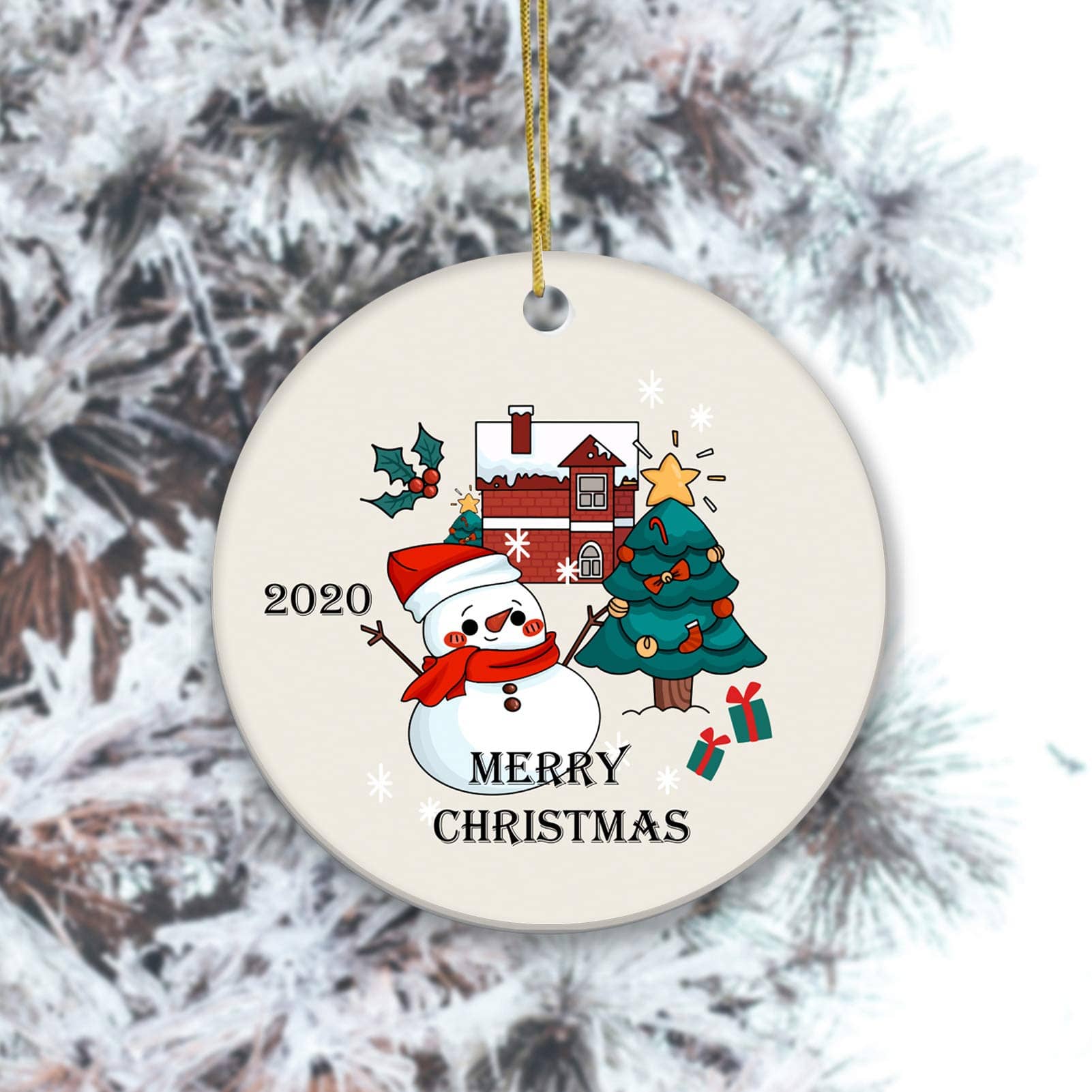 Inktee Store - 2020 Christmas Tree Ornament Merry Christmas Snowman Personalized Gifts Image