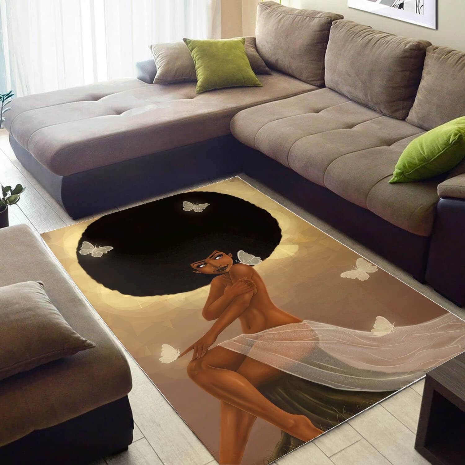 African American Beautiful Afrocentric Lady Art Home Rug