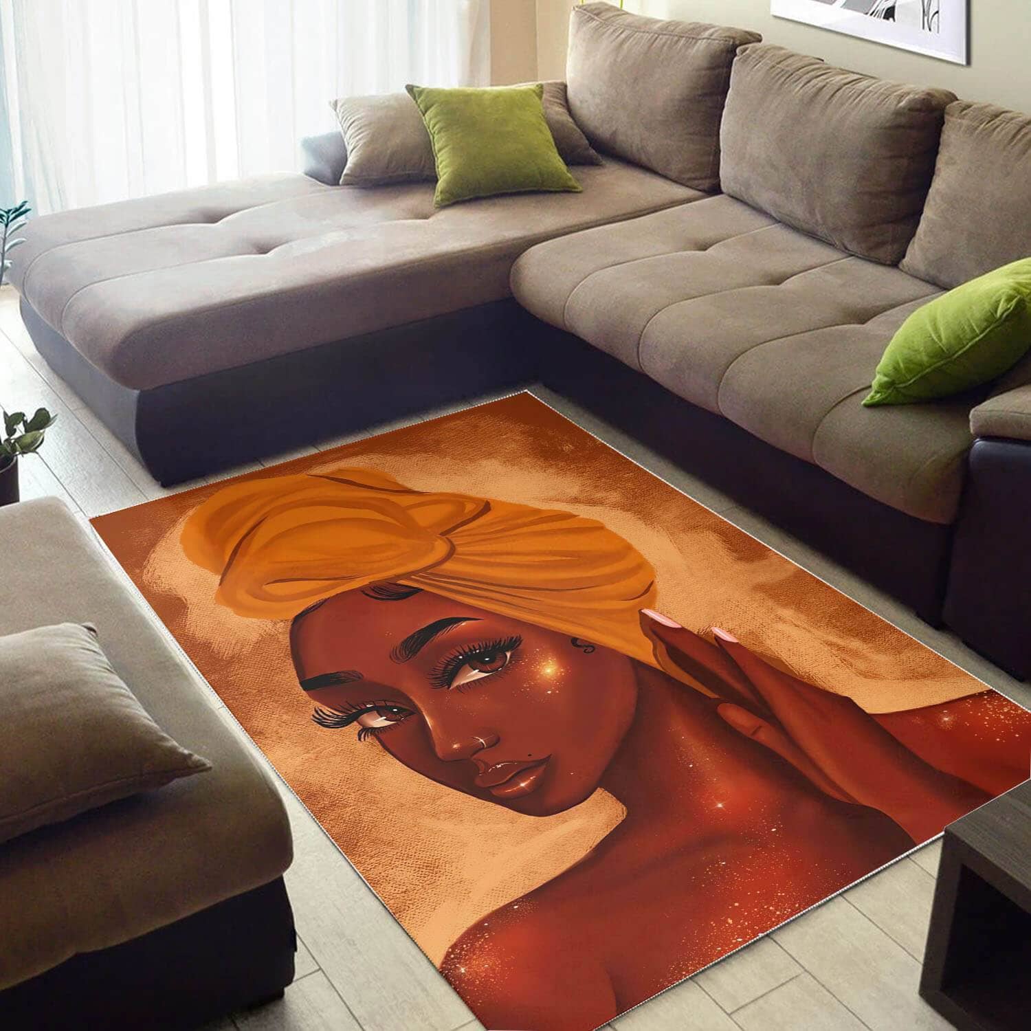 African American Beautiful Black Afro Girl Inspired Afrocentric Home Rug