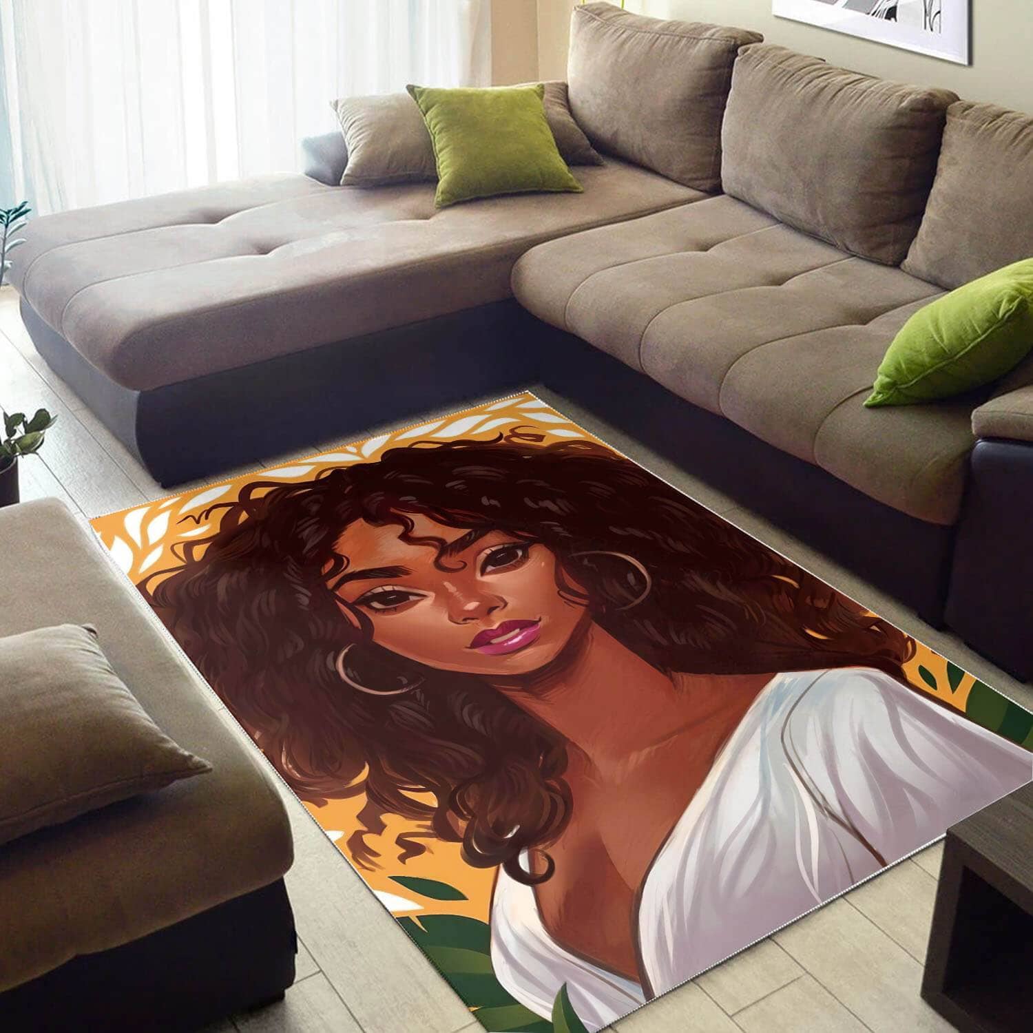 African American Beautiful Black Afro Lady Carpet Afrocentric Living Room Ideas Rug