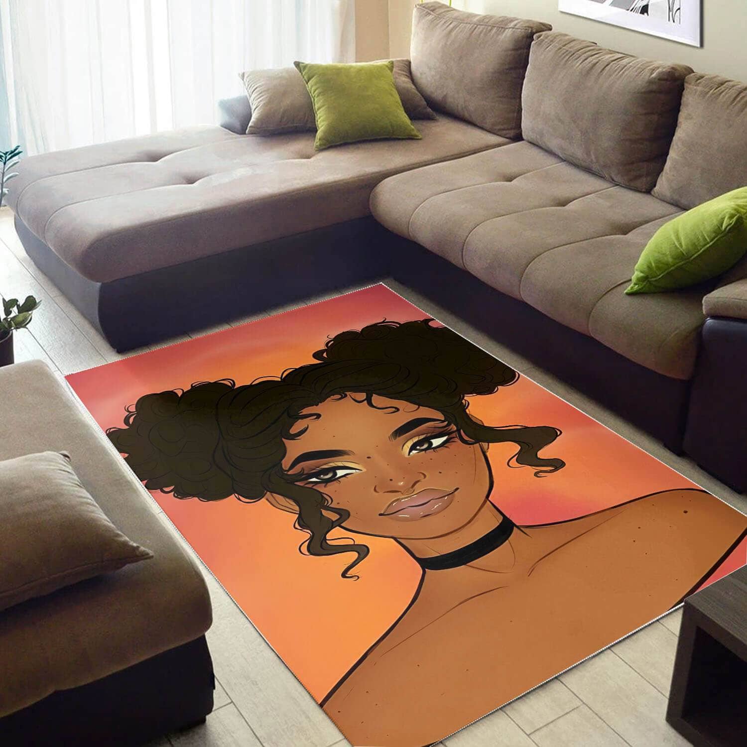 African American Beautiful Black Girl Afro Print Floor Afrocentric Decorating Ideas Rug