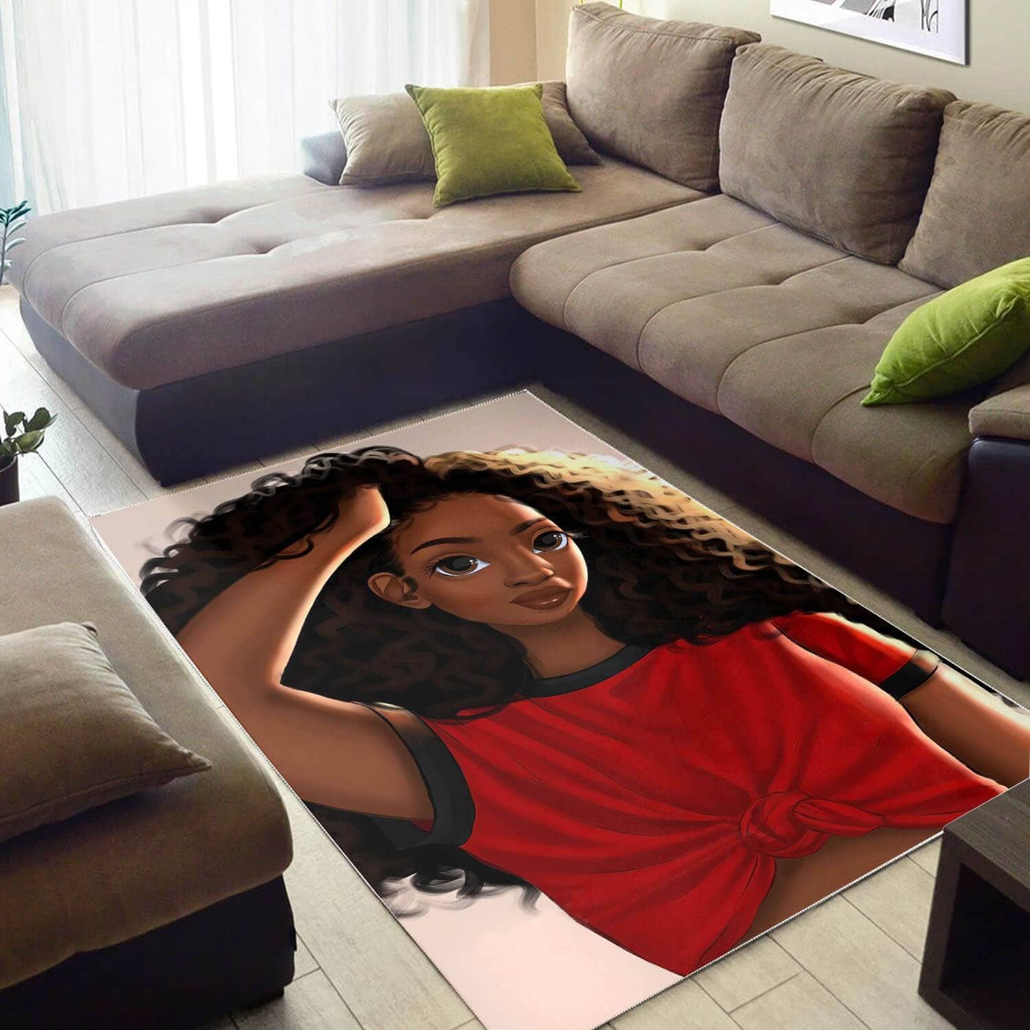 African American Beautiful Black Girl Style Themed Home Rug