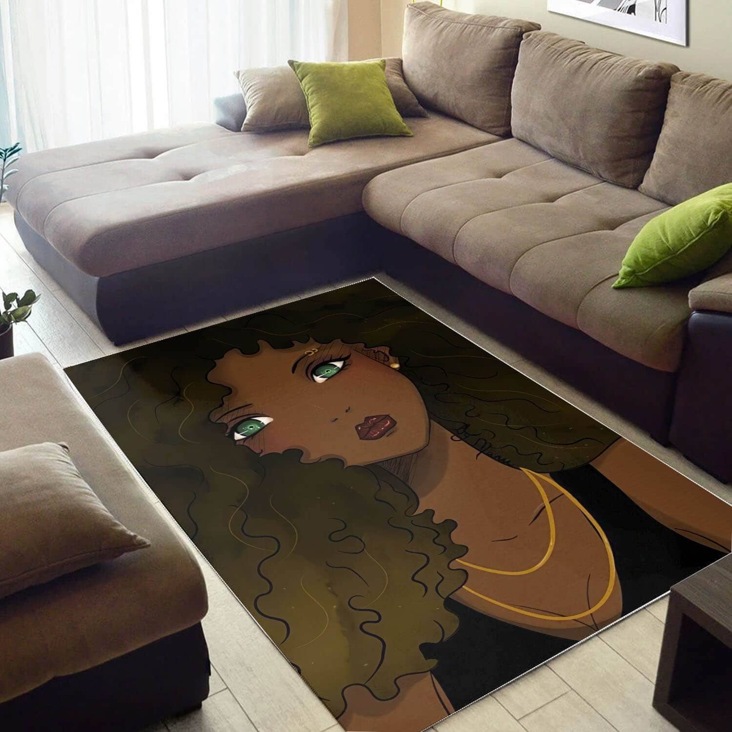 African American Beautiful Black Woman Carpet Afrocentric Home Rug