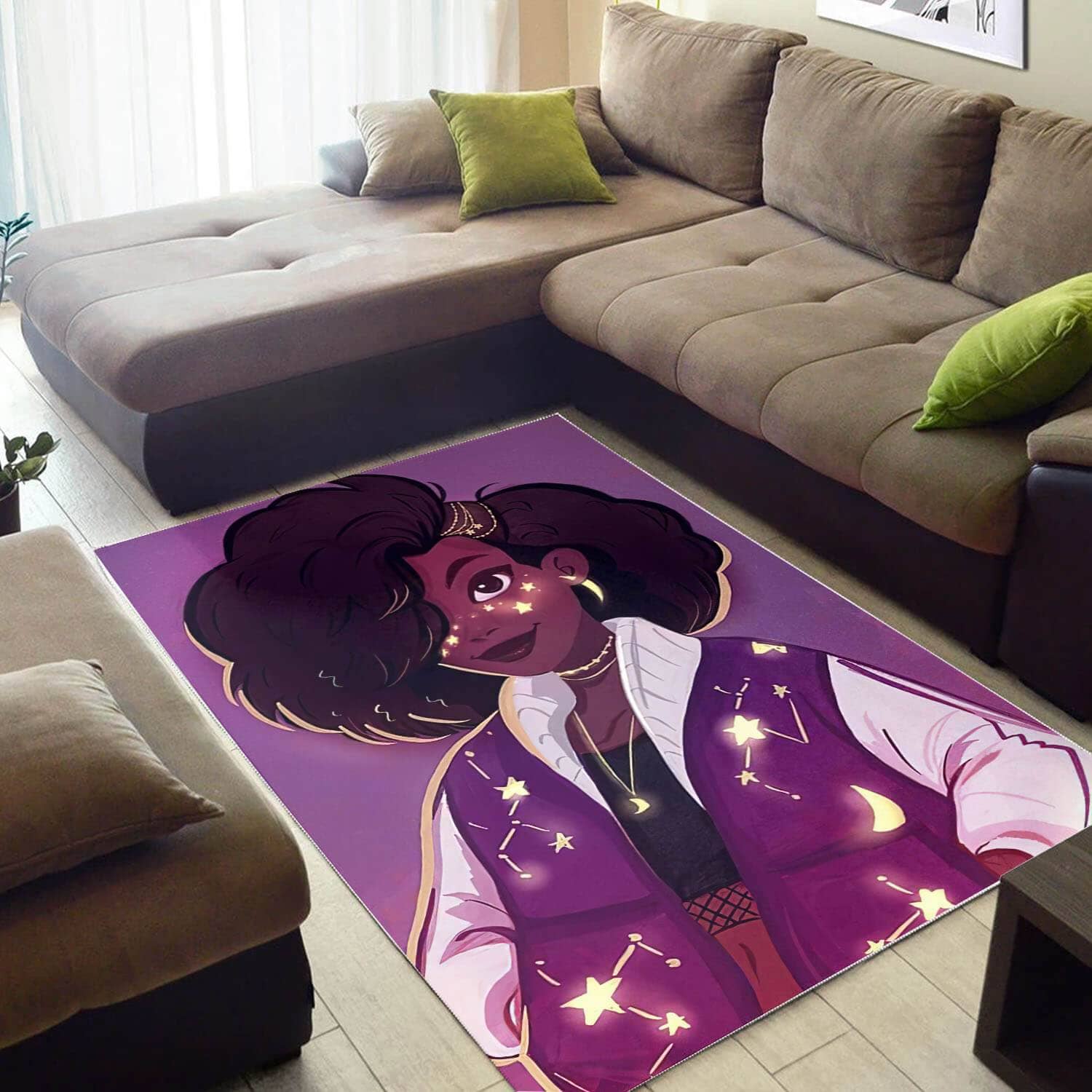 African American Beautiful Lady With Afro Themed Afrocentric Home Rug