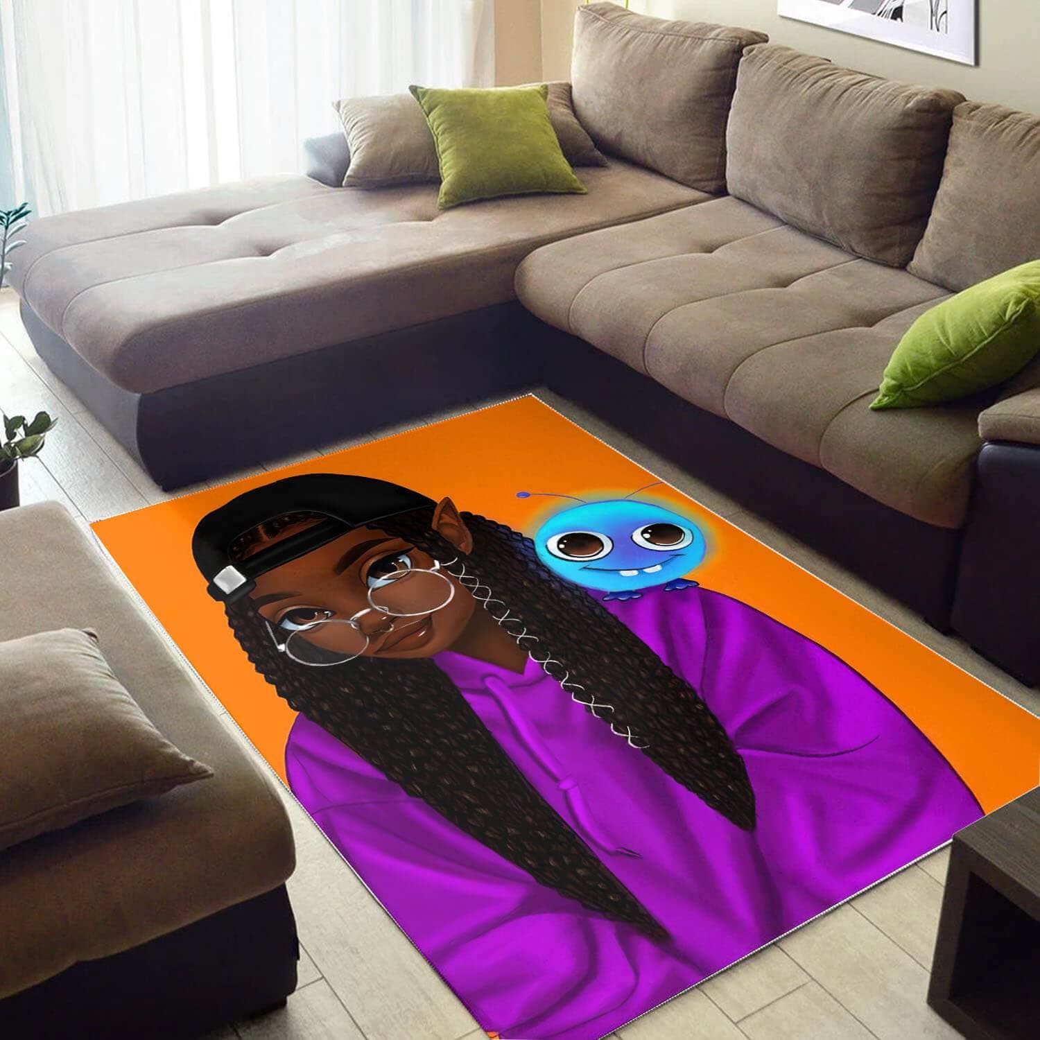 African American Beautiful Melanin Beauty Girl Style Afrocentric Themed Rug