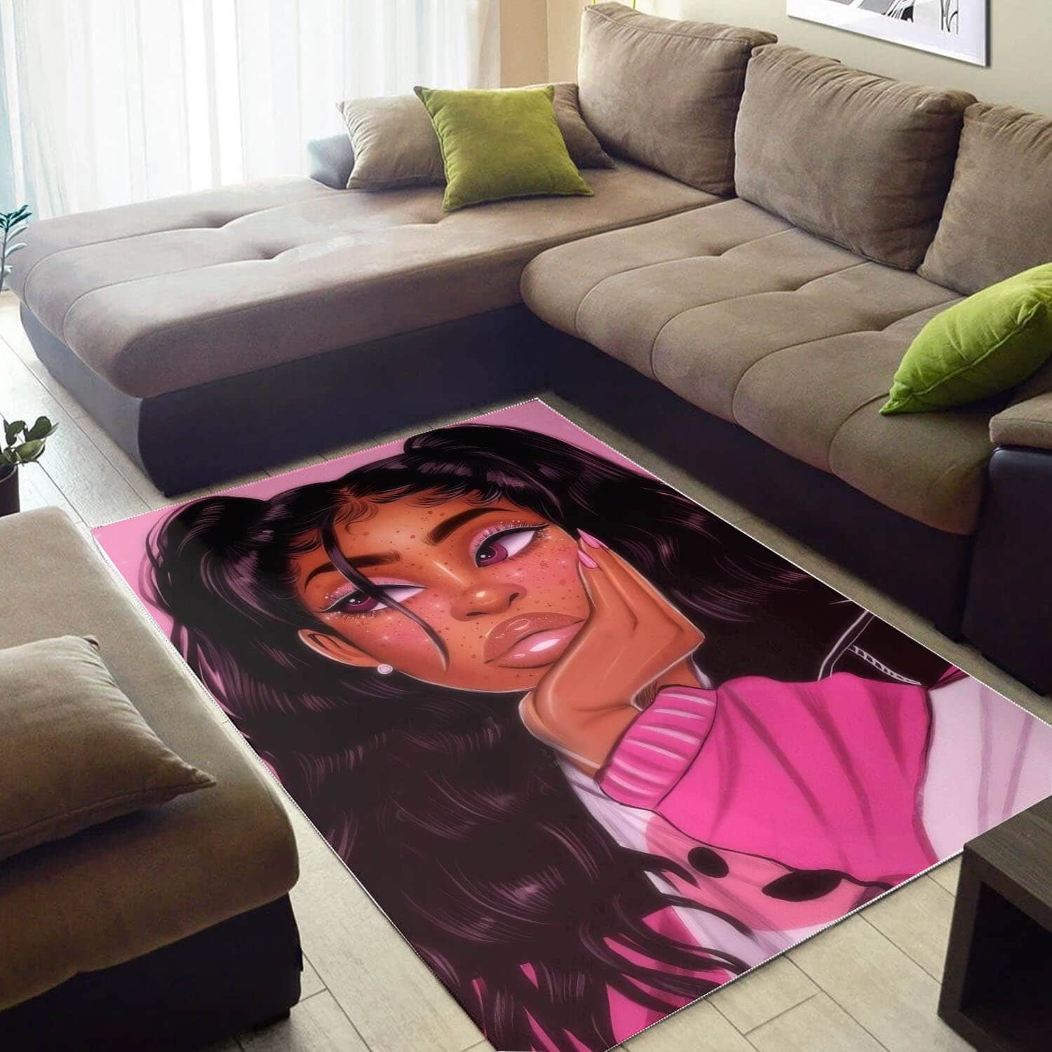 African American Beautiful Melanin Girl Inspired Afrocentric Themed Rug