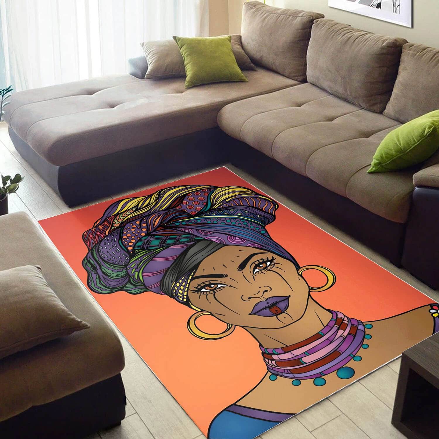 African American Beautiful Melanin Girl Print Carpet Afrocentric Decorating Ideas Rug