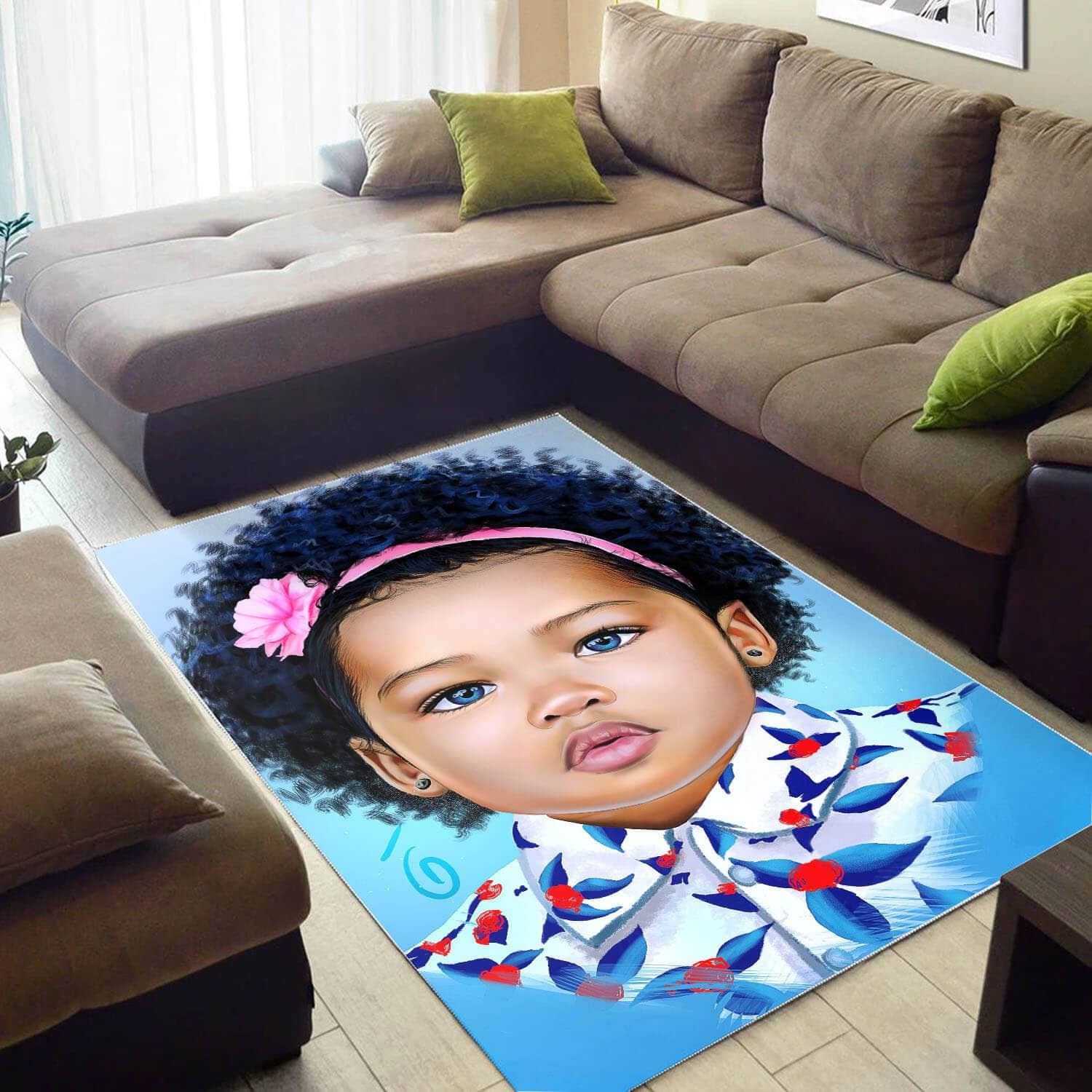 African American Beautiful Melanin Woman Inspired Afrocentric Themed Rug