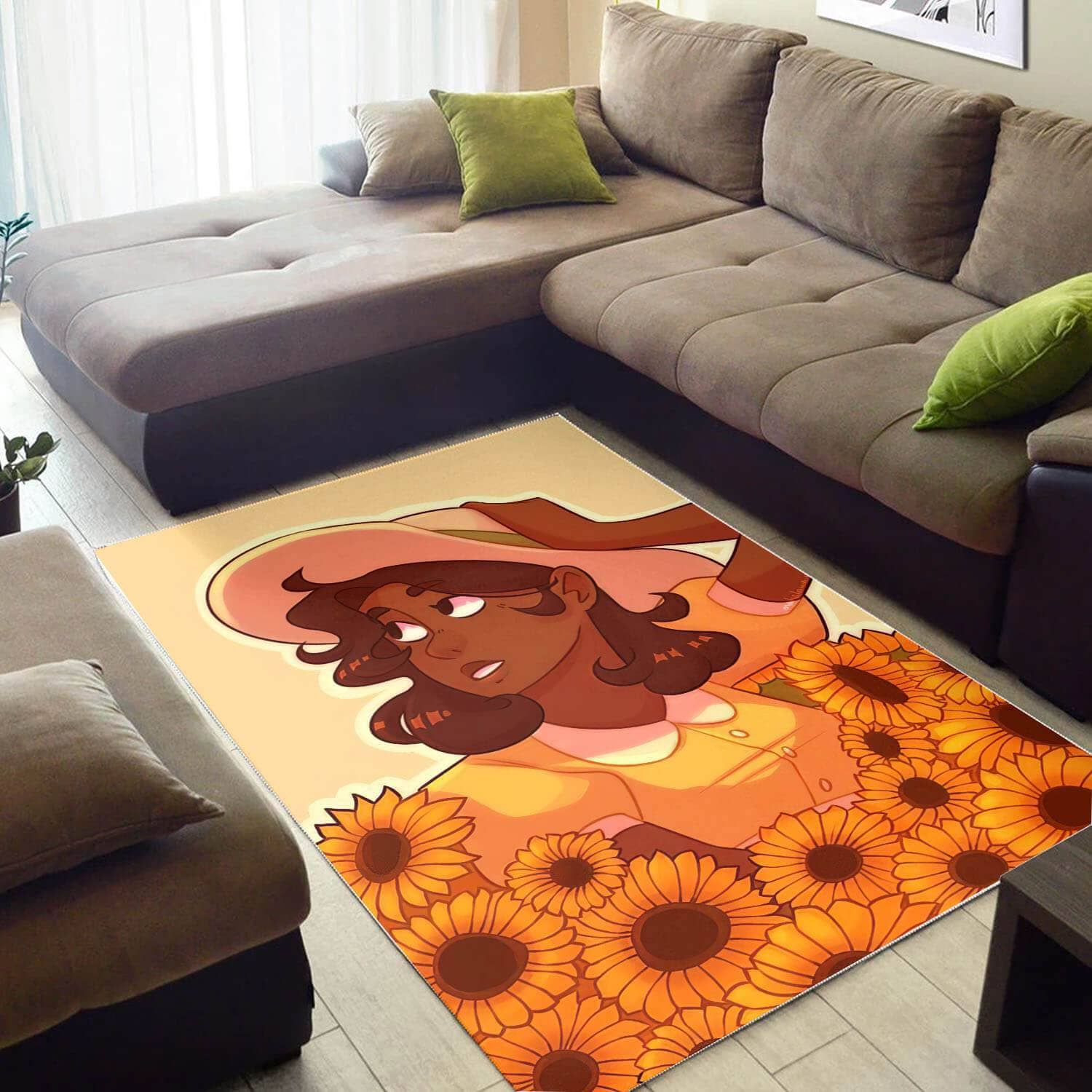 African American Beautiful Melanin Woman Print Floor Themed Rooms Ideas Rug