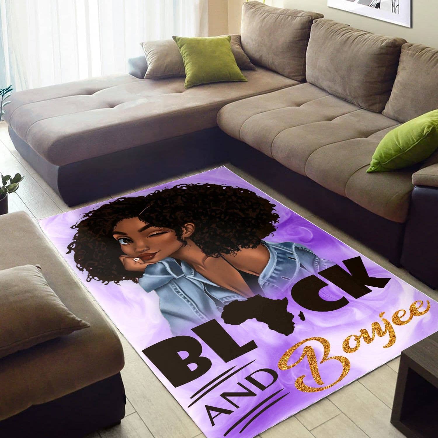 African American Black And Boujee Purple Rug