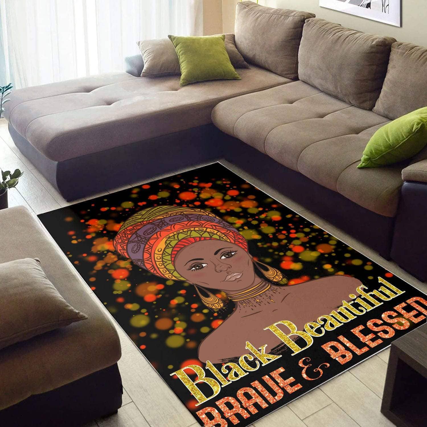 African American Black Beautiful Brave And Blessed Rug