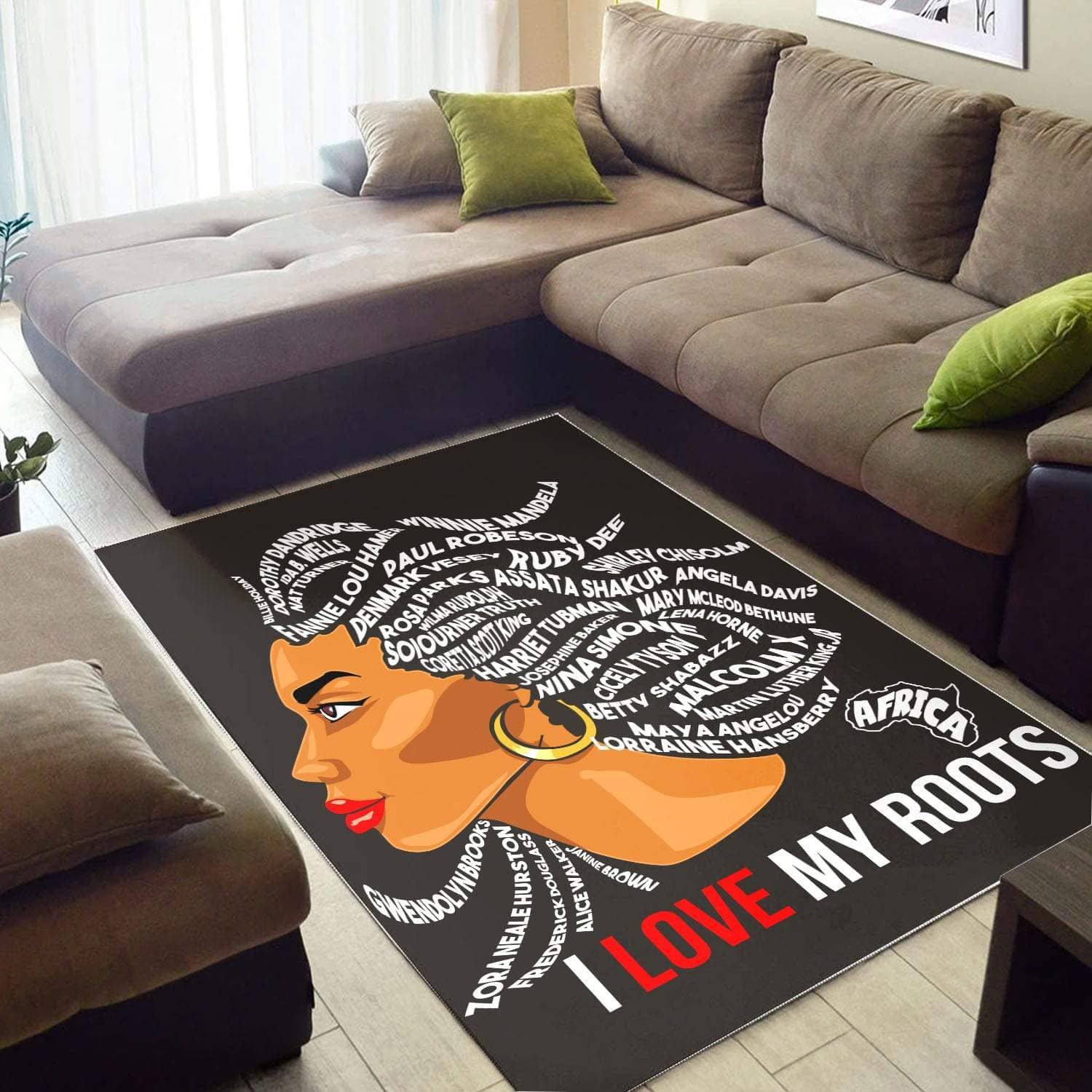 African American I Love My Roots Black Rug