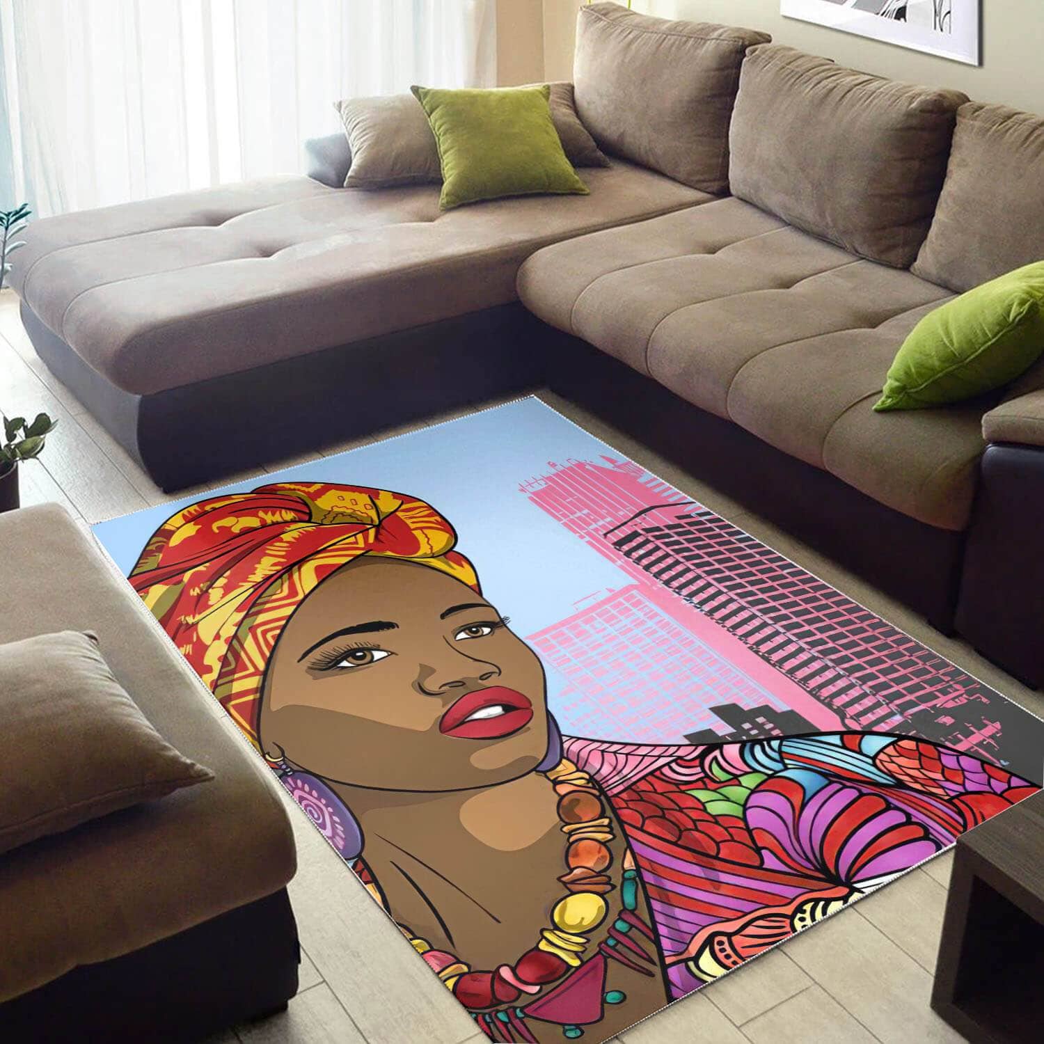 African American Pretty Afro Girl Design Floor Afrocentric Living Room Ideas Rug