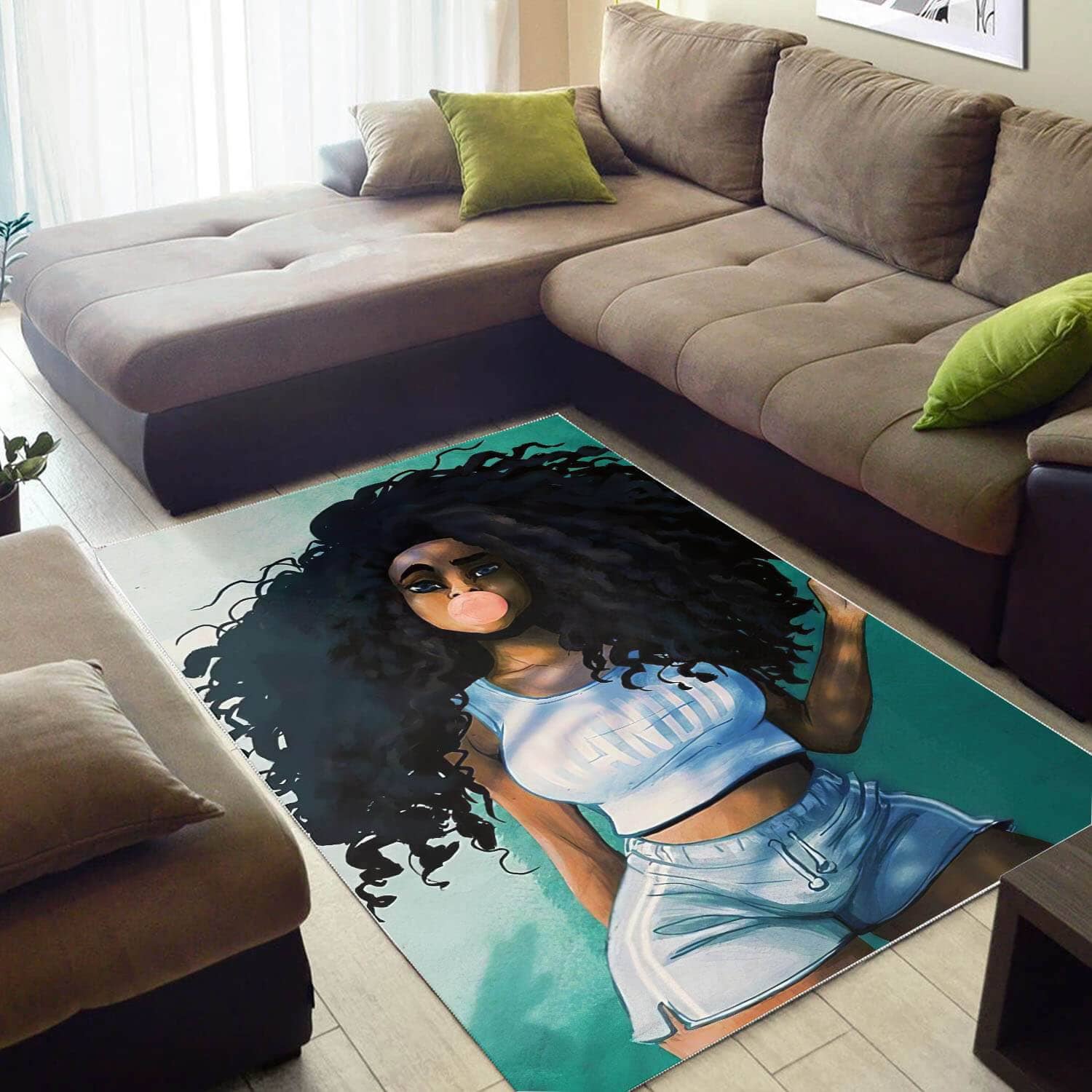African American Pretty Afro Girl Style Afrocentric Living Room Ideas Rug
