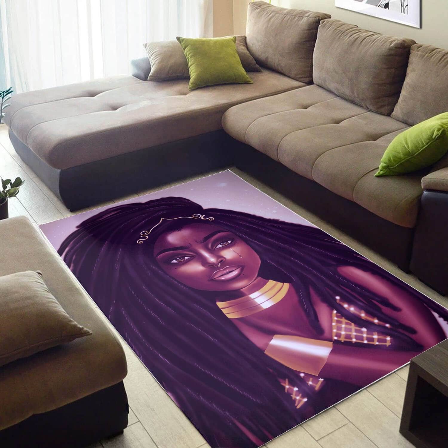 African American Pretty Afro Woman Carpet Afrocentric Room Rug