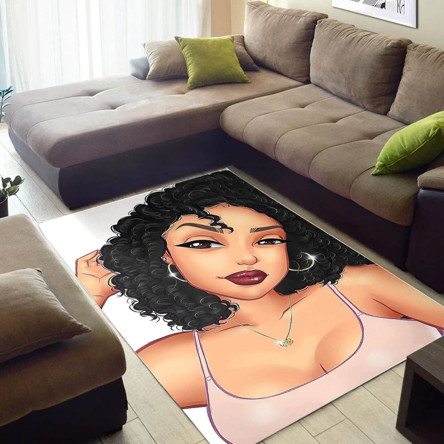 African American Pretty Black Girl Afro Design Floor Afrocentric Decorating Ideas Rug