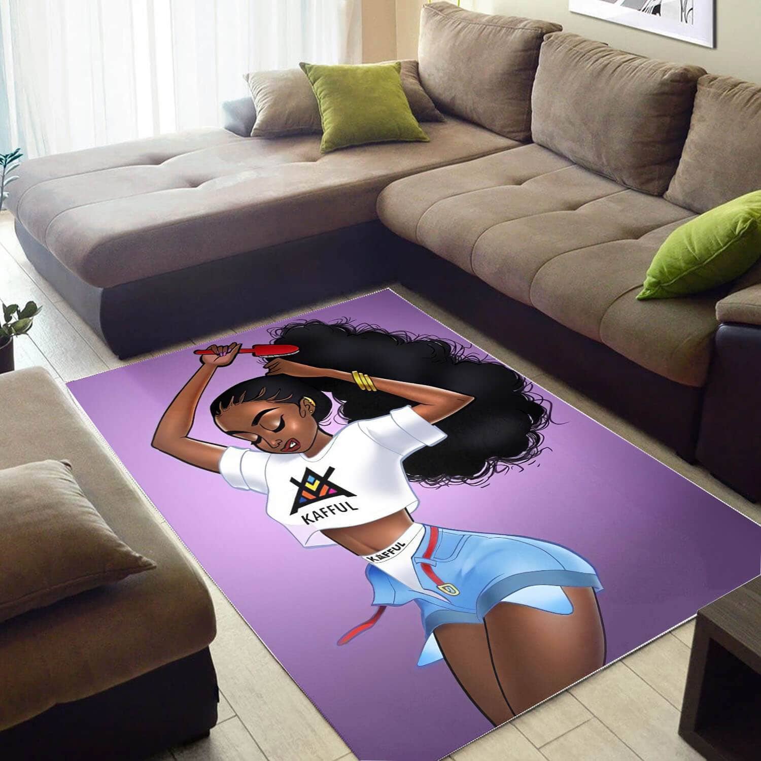African American Pretty Black Girl Carpet Afrocentric Home Rug