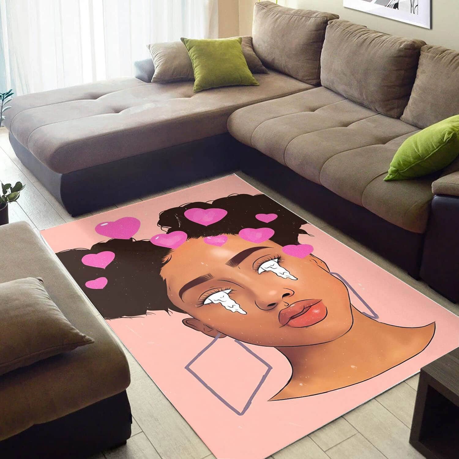 African American Pretty Girl With Afro Carpet Modern Afrocentric Rug