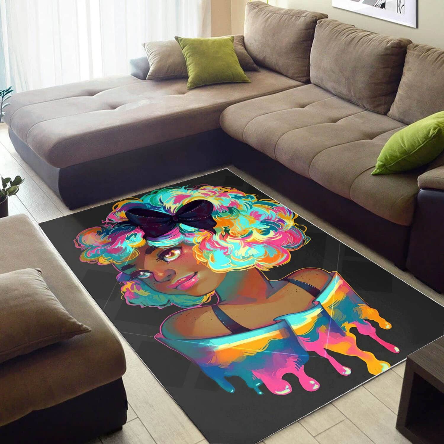 African American Pretty Lady With Afro Carpet Design Afrocentric Living Room Ideas Rug