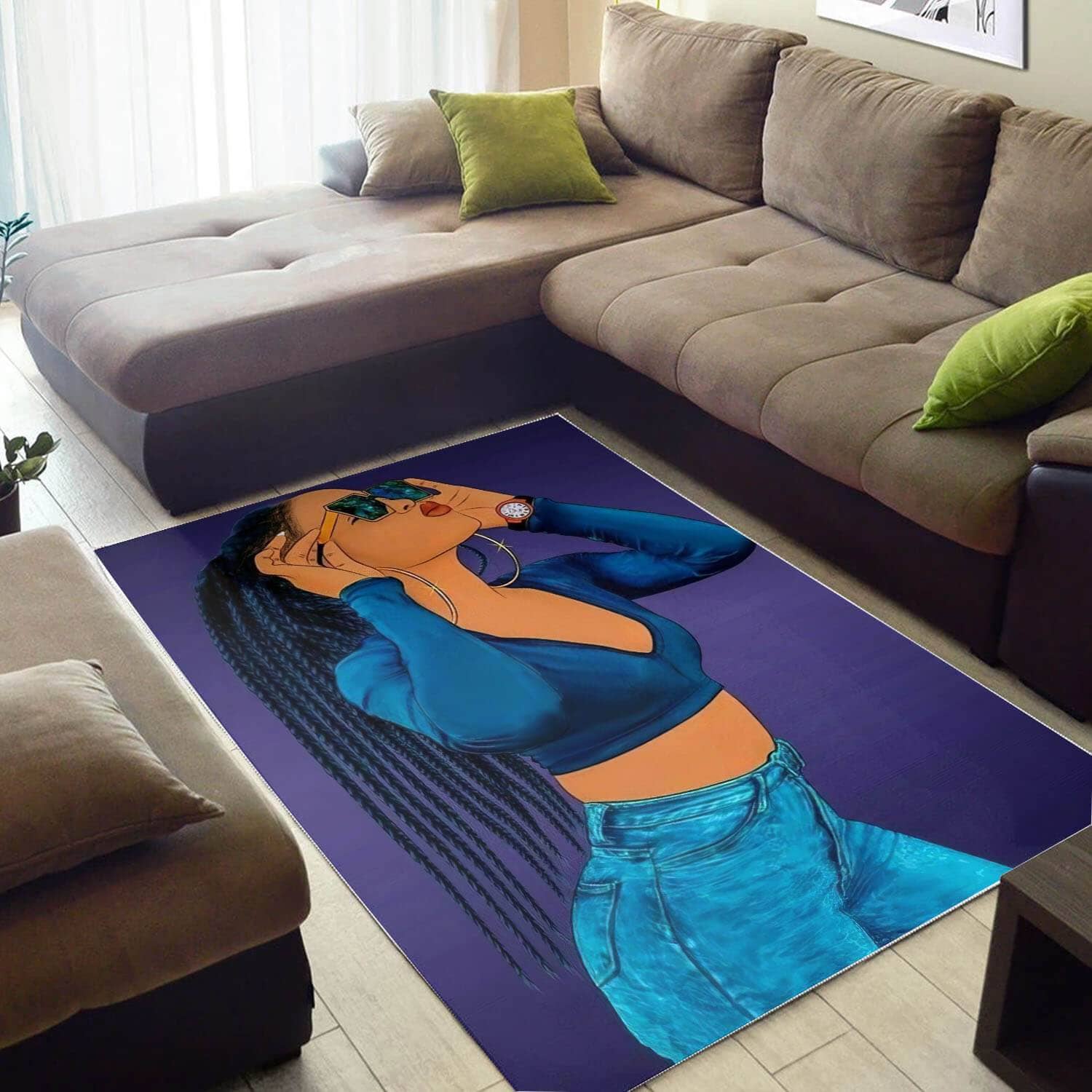 African American Pretty Melanin Afro Girl Design Floor Afrocentric Home Rug