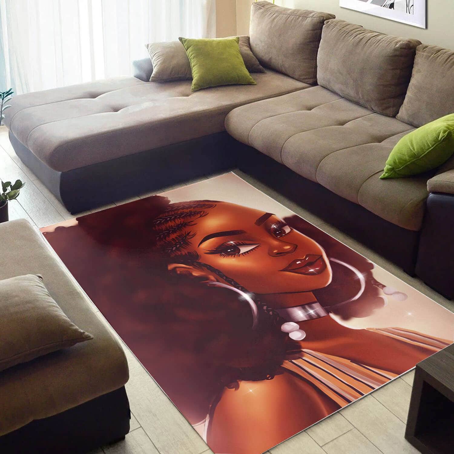 African American Pretty Melanin Black Girl Carpet Afrocentric Themed Rug