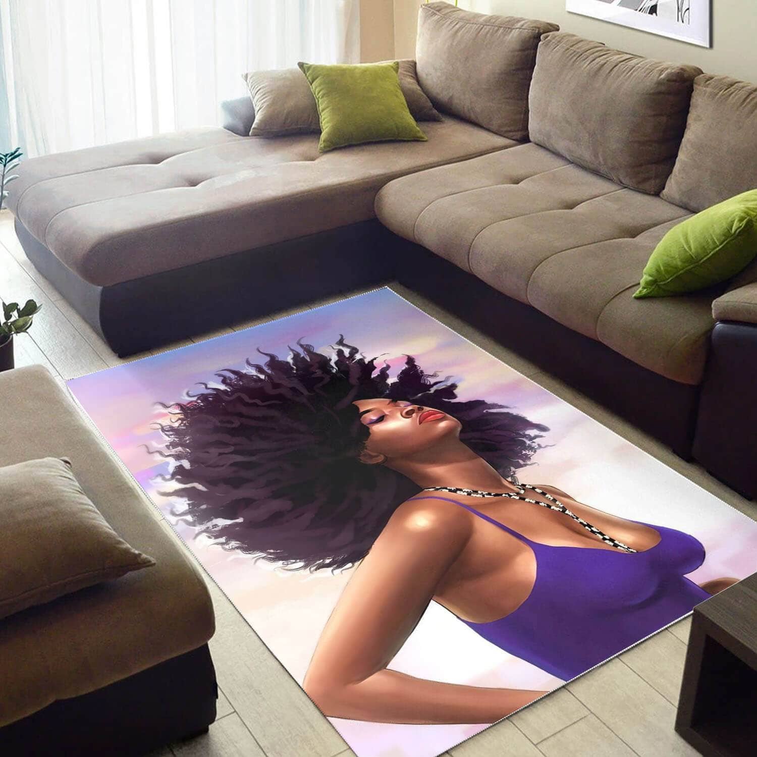 African American Pretty Melanin Girl Carpet Design Afrocentric Home Rug