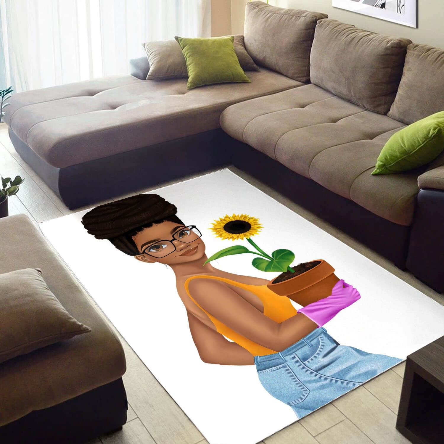 African American Pretty Melanin Woman Design Floor Afrocentric Room Rug