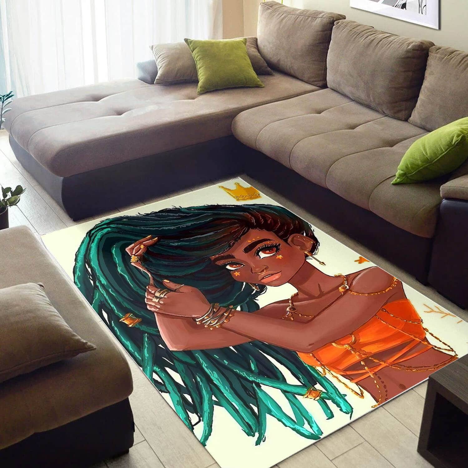 African Beautiful Afro American Girl Themed Afrocentric Home Rug