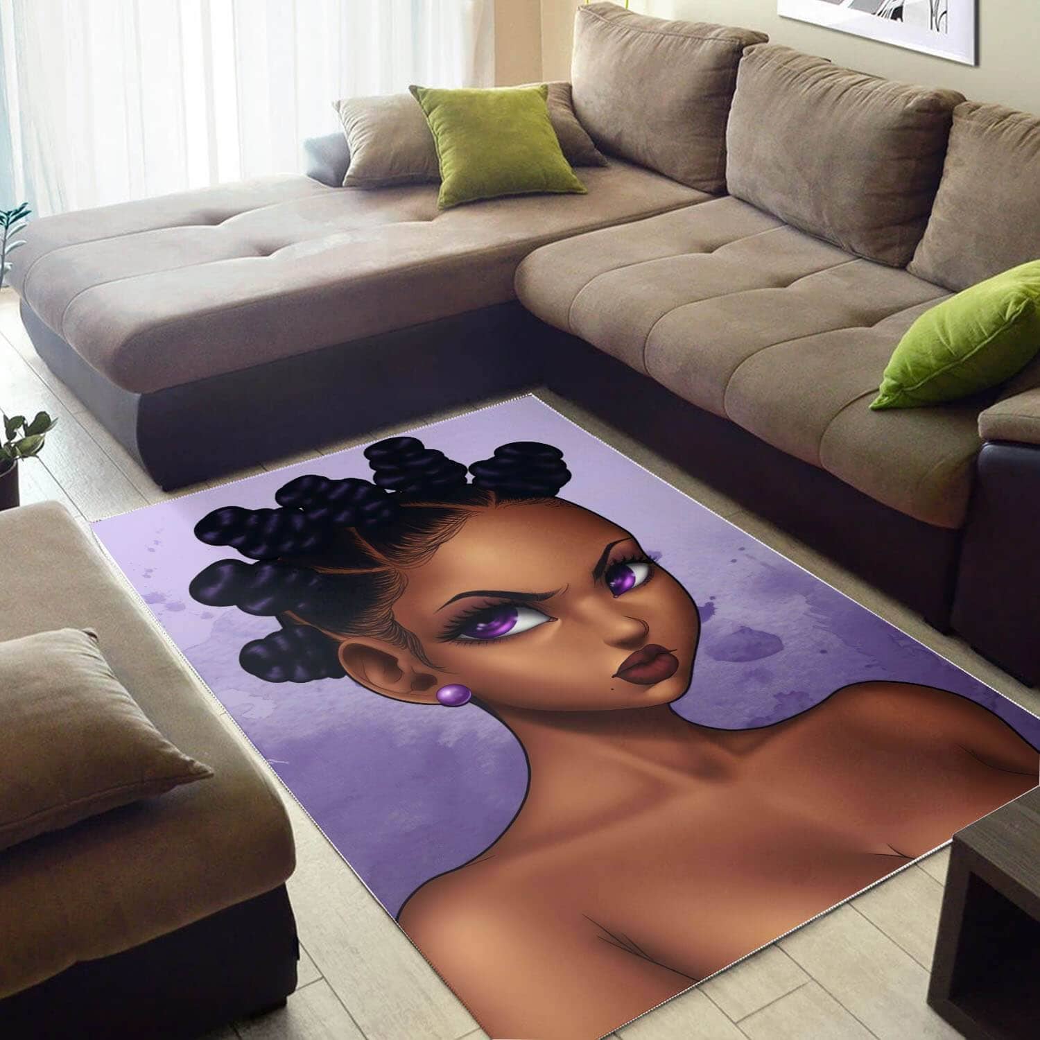 African Beautiful Afro Girl Print Carpet Themed Home Rug