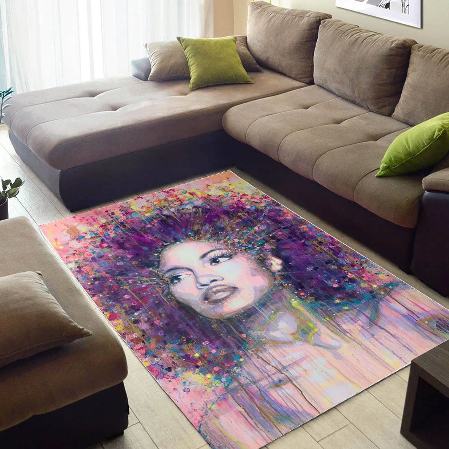 African Beautiful Afro Woman Carpet Design Themed Rooms Ideas Rug