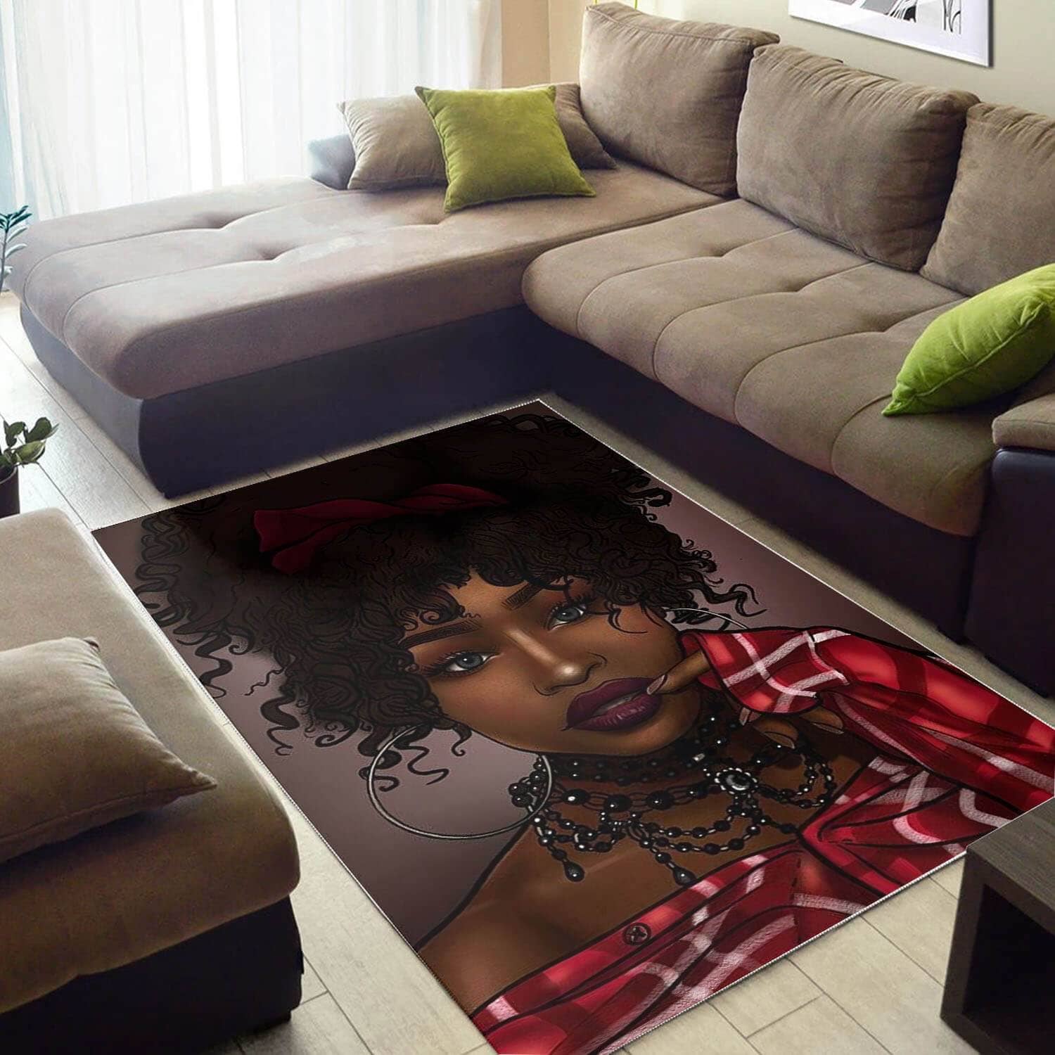 African Beautiful Afro Woman Print Carpet Themed Rooms Ideas Rug