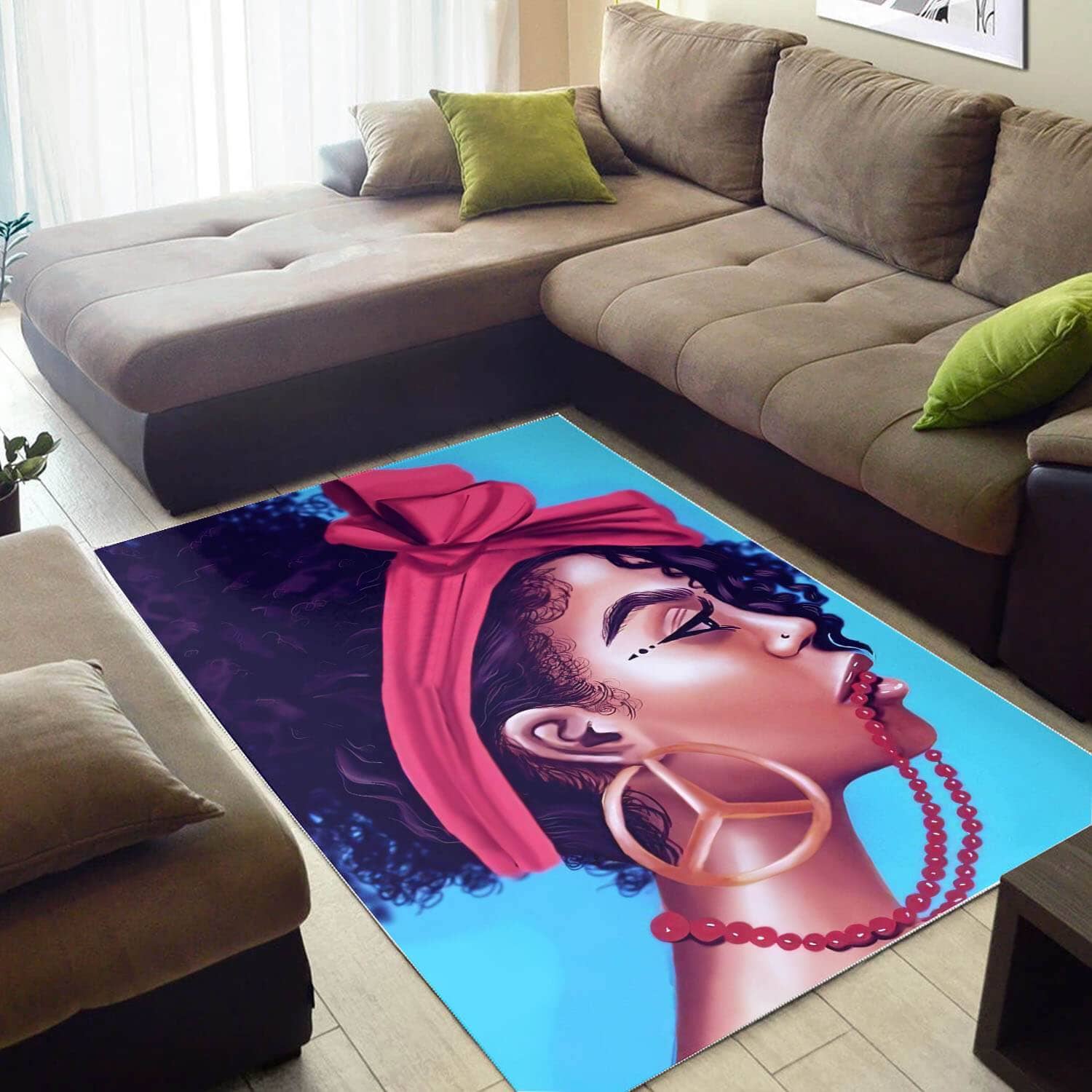 African Beautiful Afrocentric Lady American Art Home Rug
