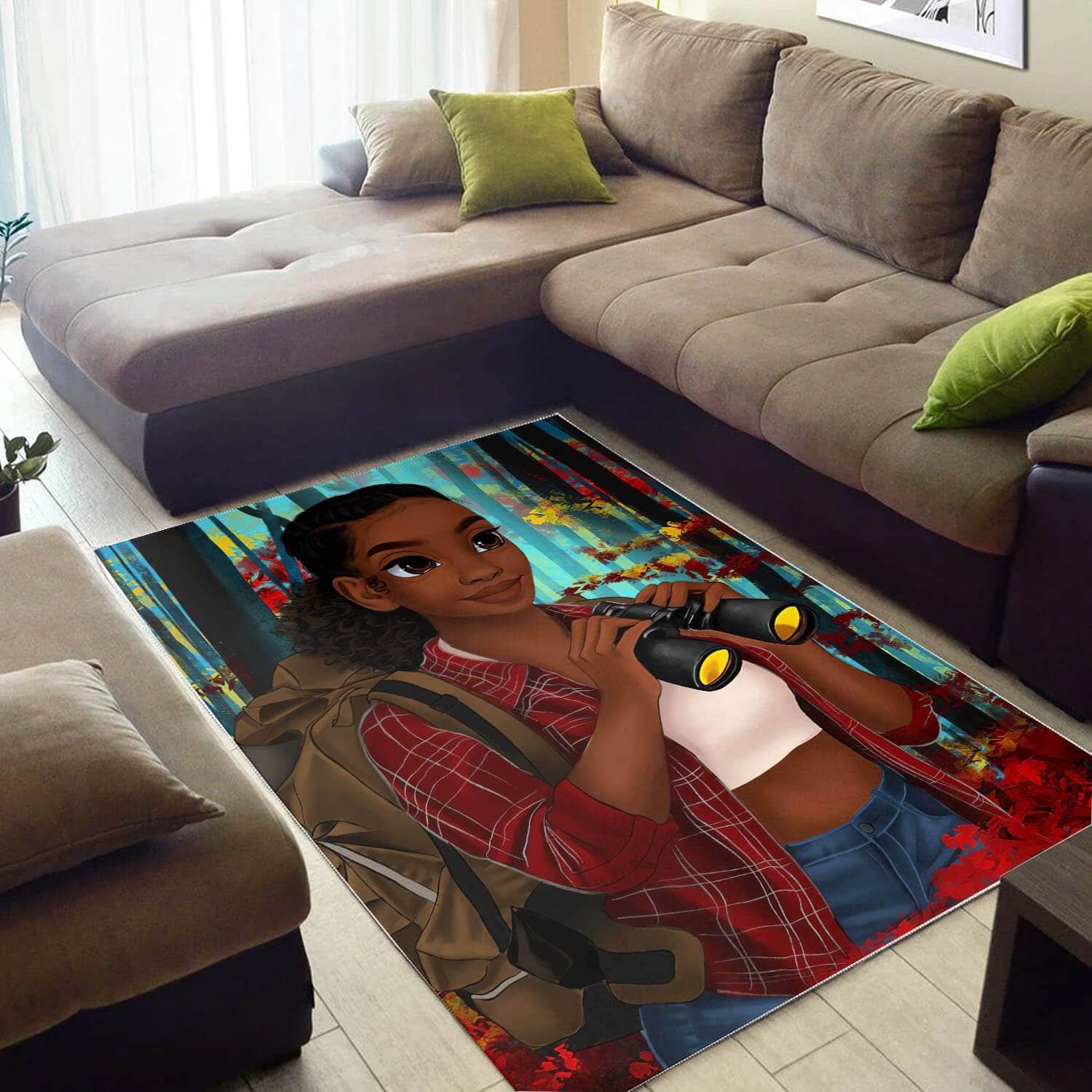 African Beautiful Black Girl American Carpet Themed House Rug