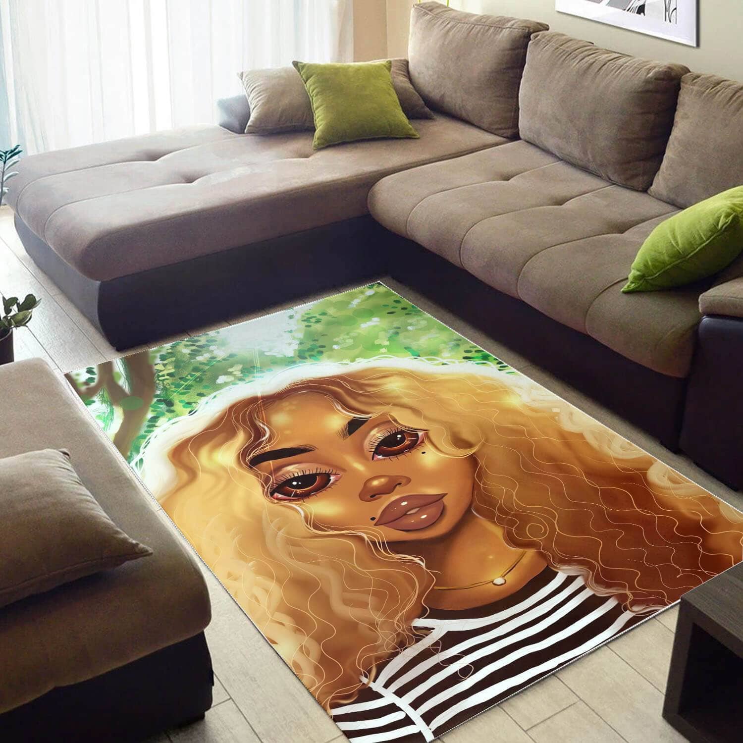 African Beautiful Black Girl Magic Inspired Afrocentric Home Rug