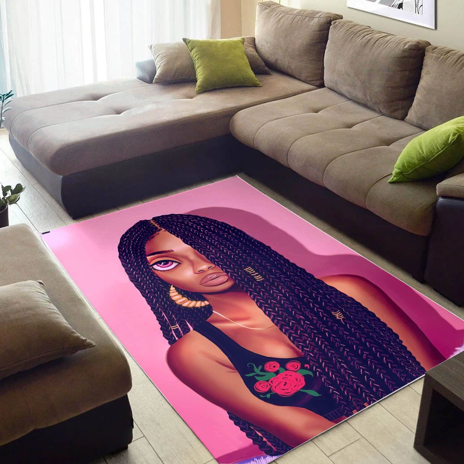 African Beautiful Black Woman American Carpet Themed Home Rug