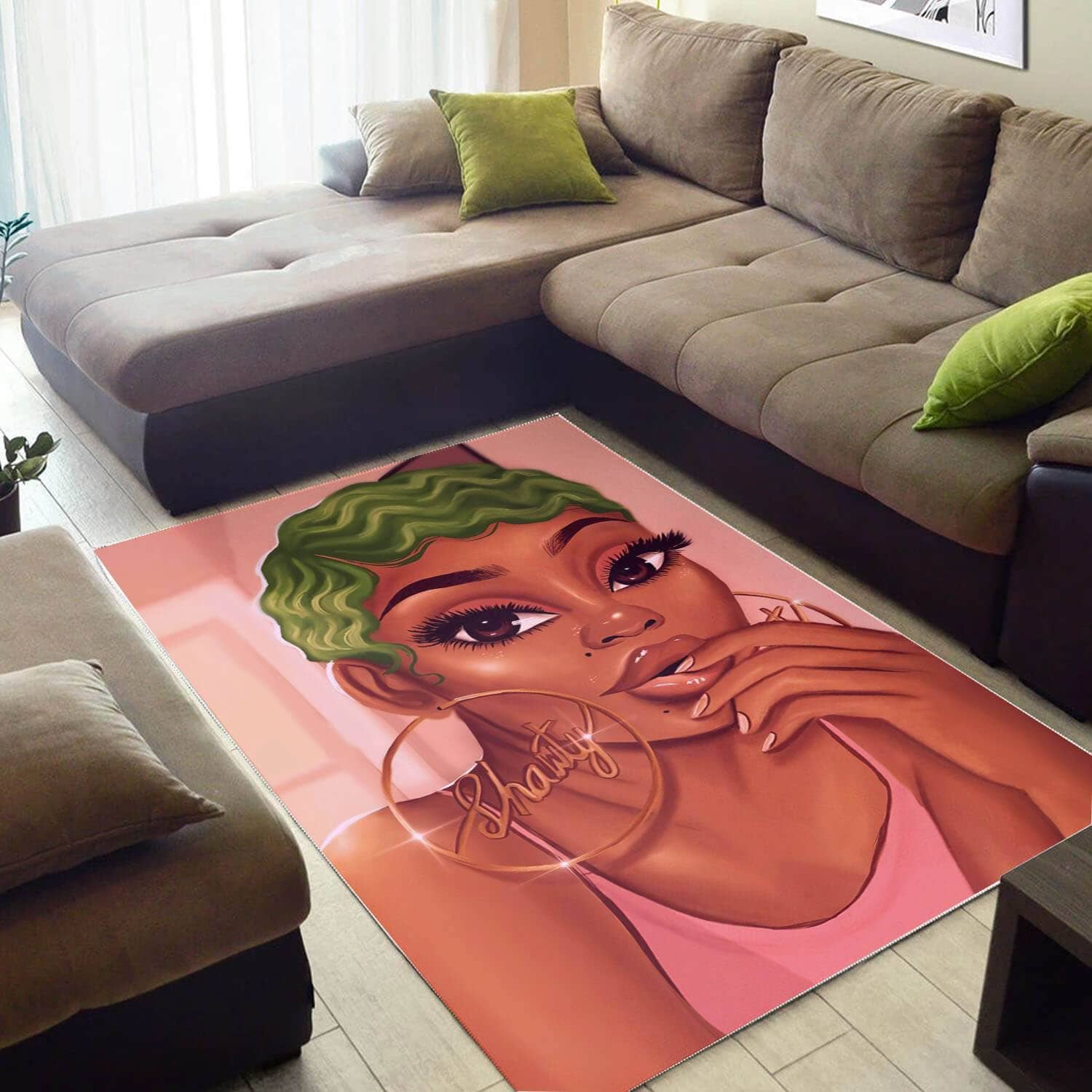 African Beautiful Black Woman American Carpet Themed House Rug
