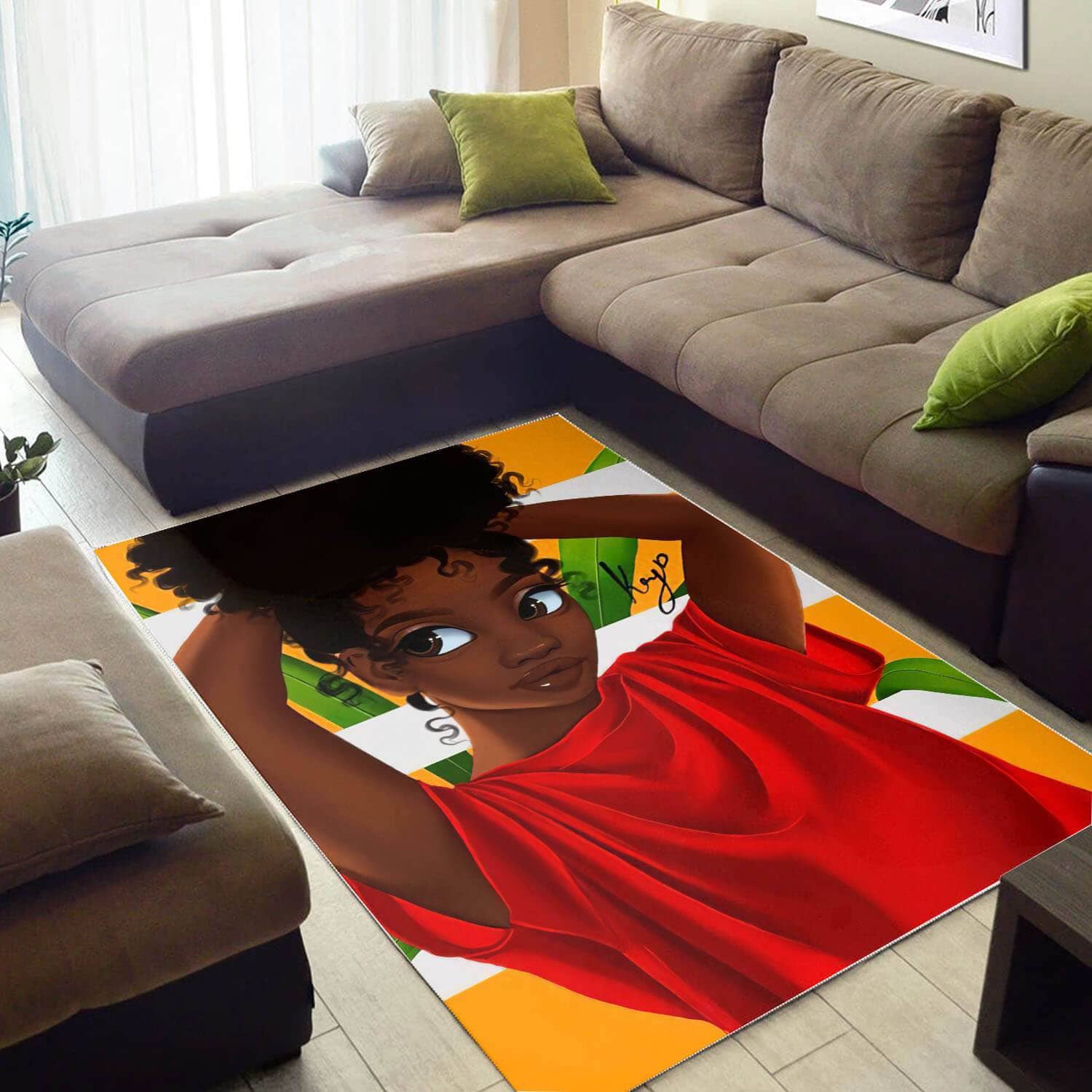 African Beautiful Black Woman With Afro Themed Afrocentric Decorating Ideas Rug