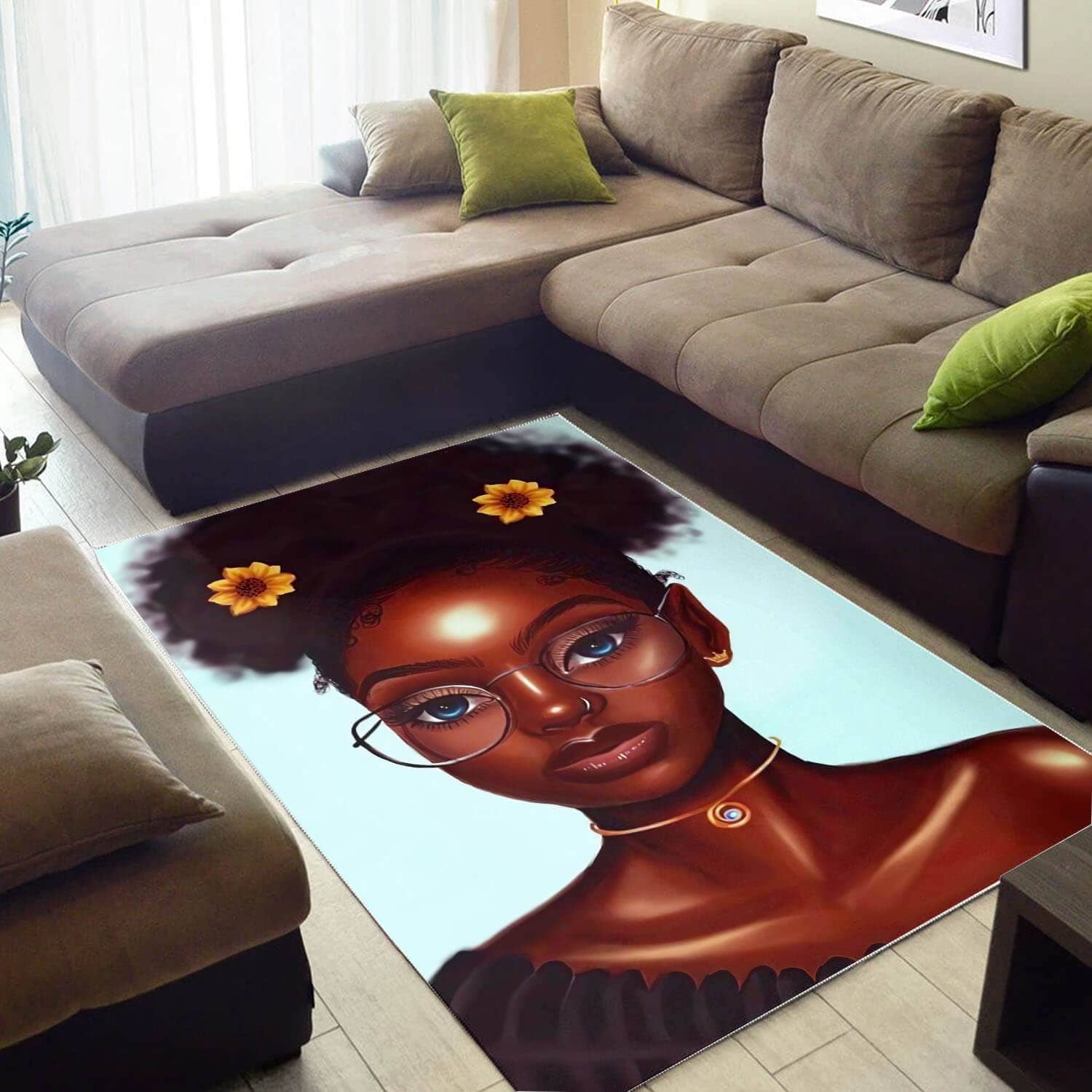 African Beautiful Melanin Beauty Girl American Carpet Themed Rug