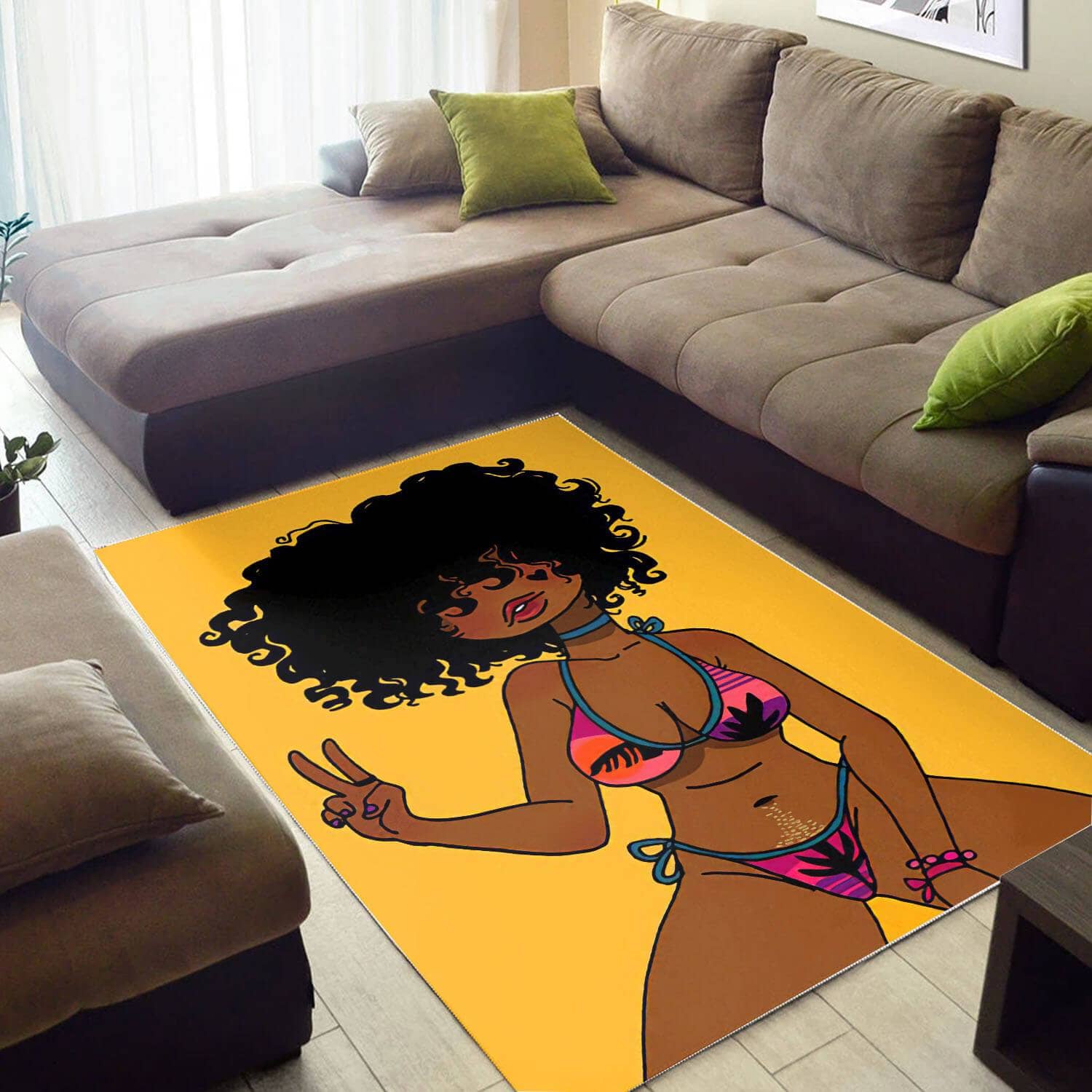 African Beautiful Melanin Black Girl American Art Afrocentric Themed Rug