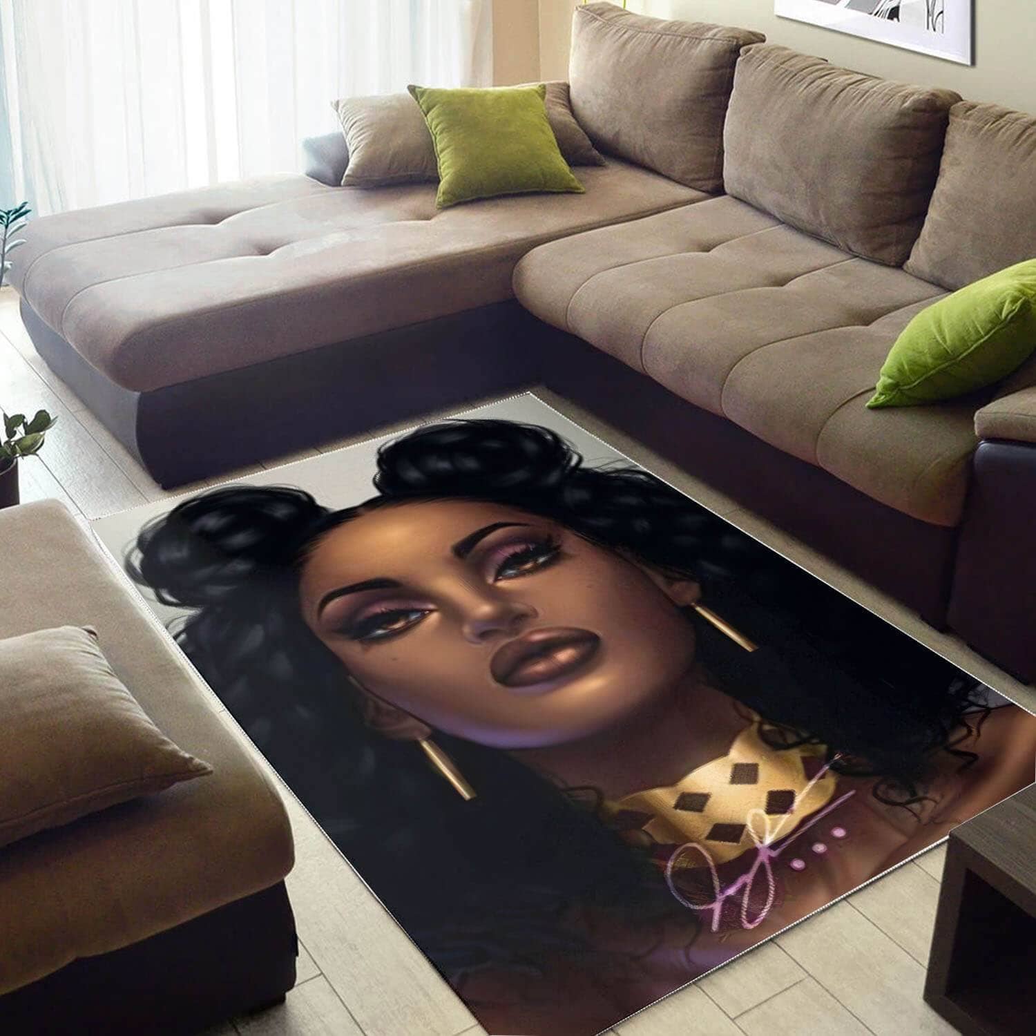 African Beautiful Melanin Girl Inspired Afrocentric Home Rug
