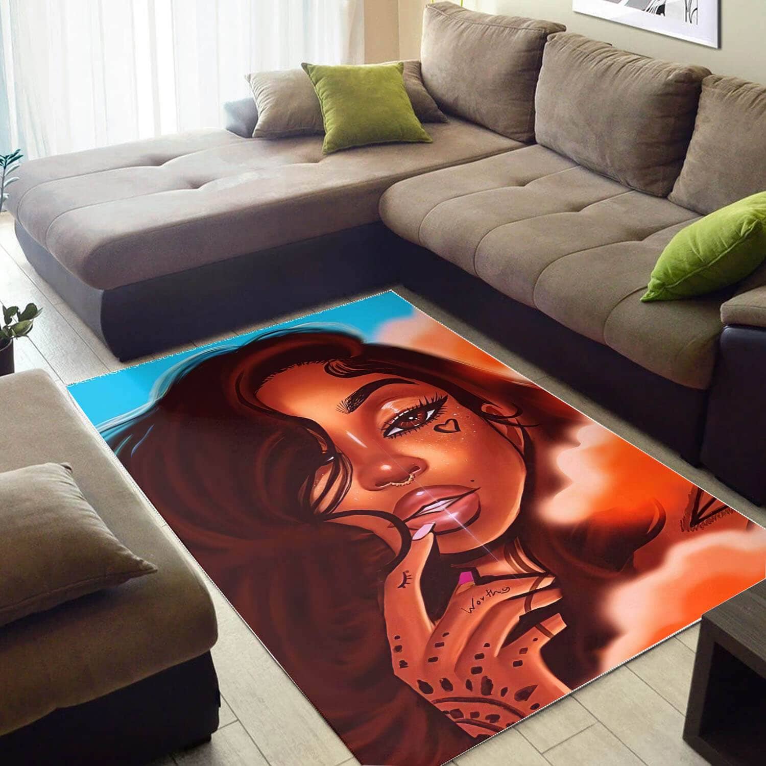 African Pretty Afro Lady Design Floor Afrocentric Living Room Ideas Rug