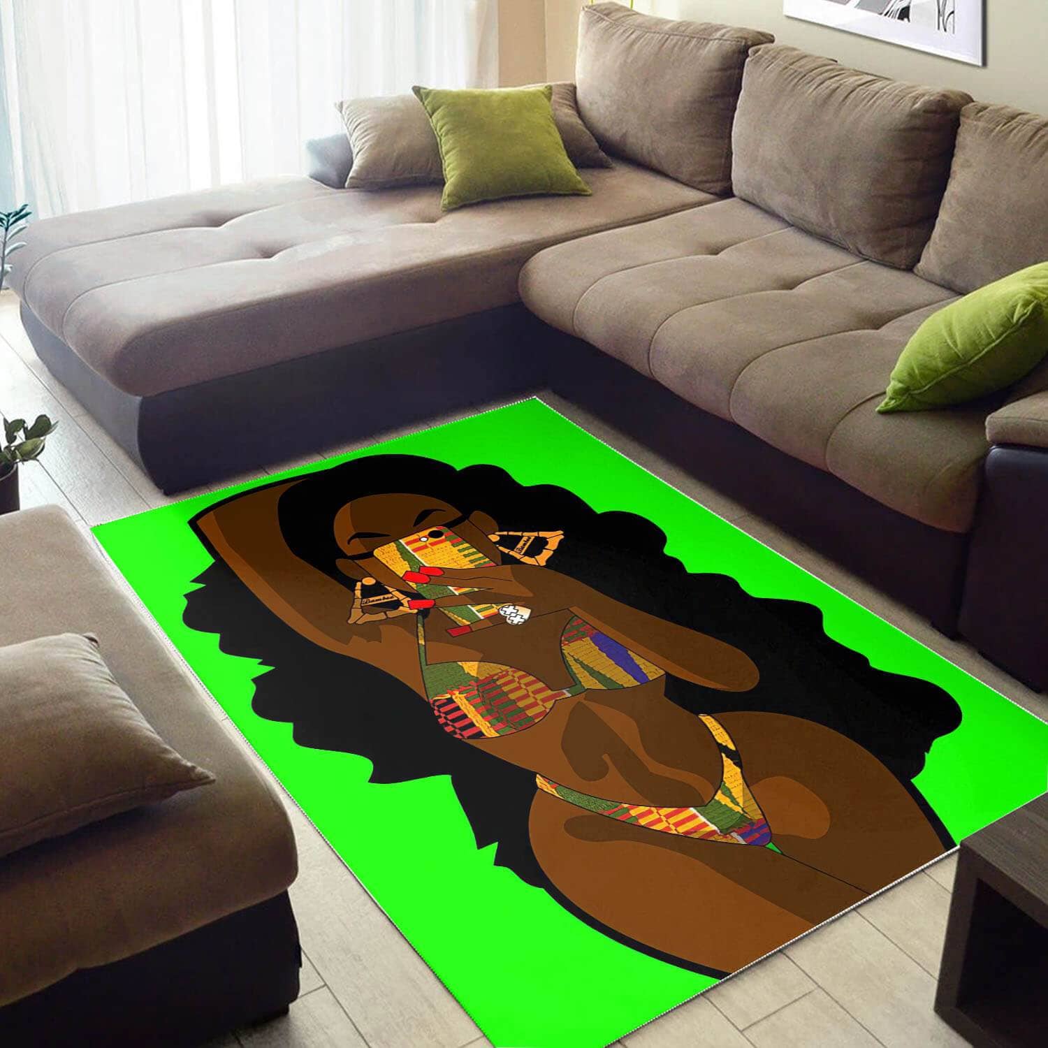 African Pretty Black Girl Afro American Art Afrocentric Rug