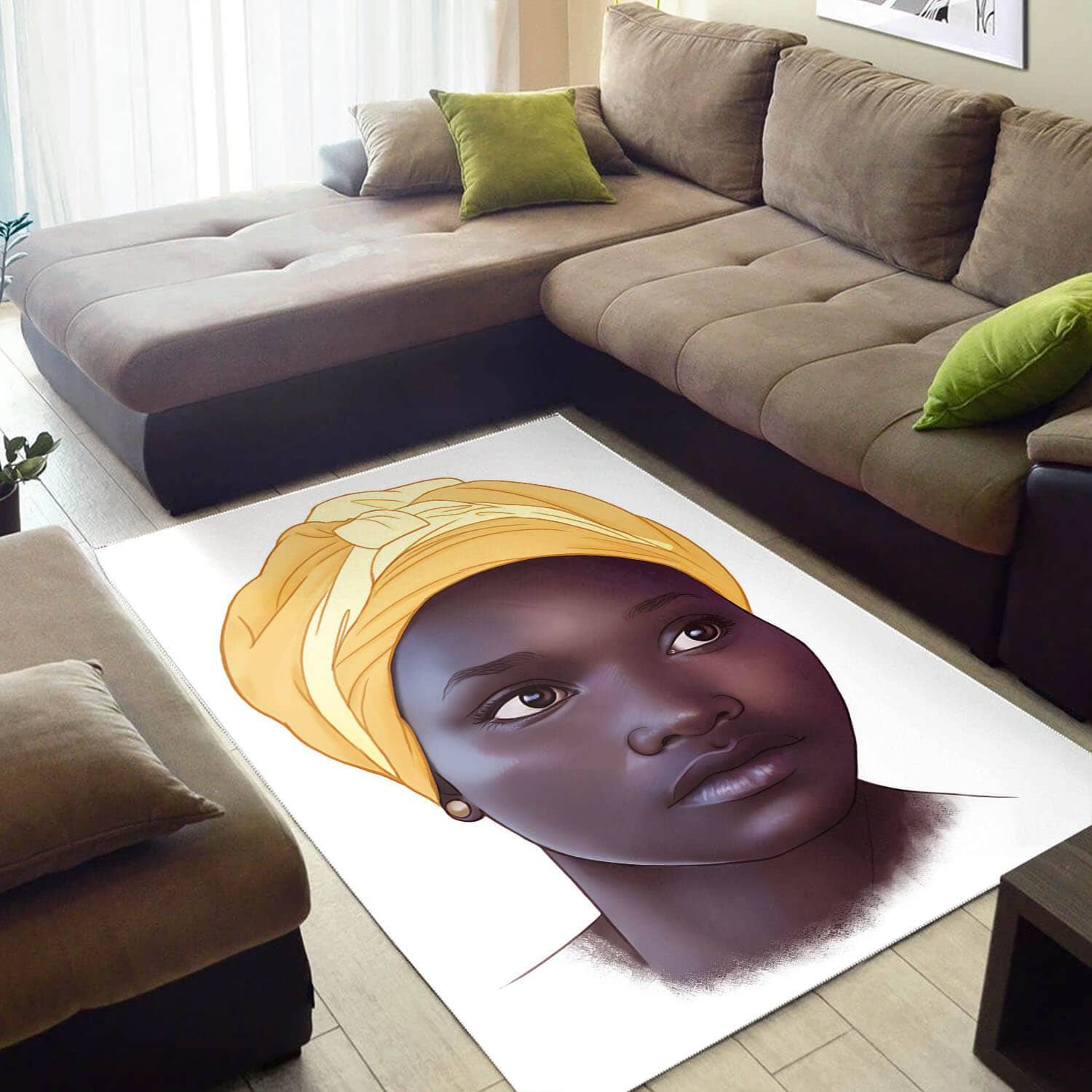 African Pretty Black Girl American Print Afrocentric Living Room Ideas Rug