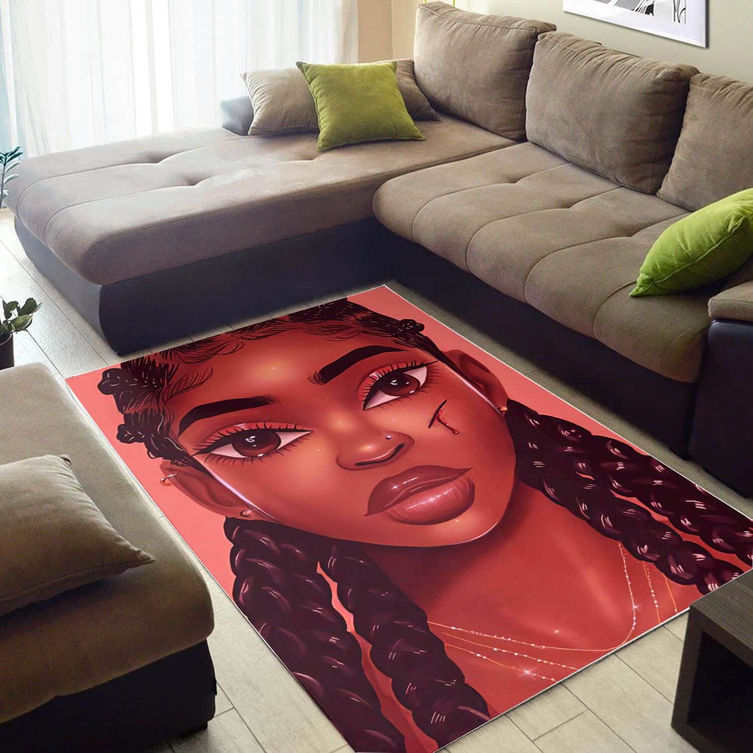 African Pretty Black Girl Magic American Carpet Modern Afrocentric Rug