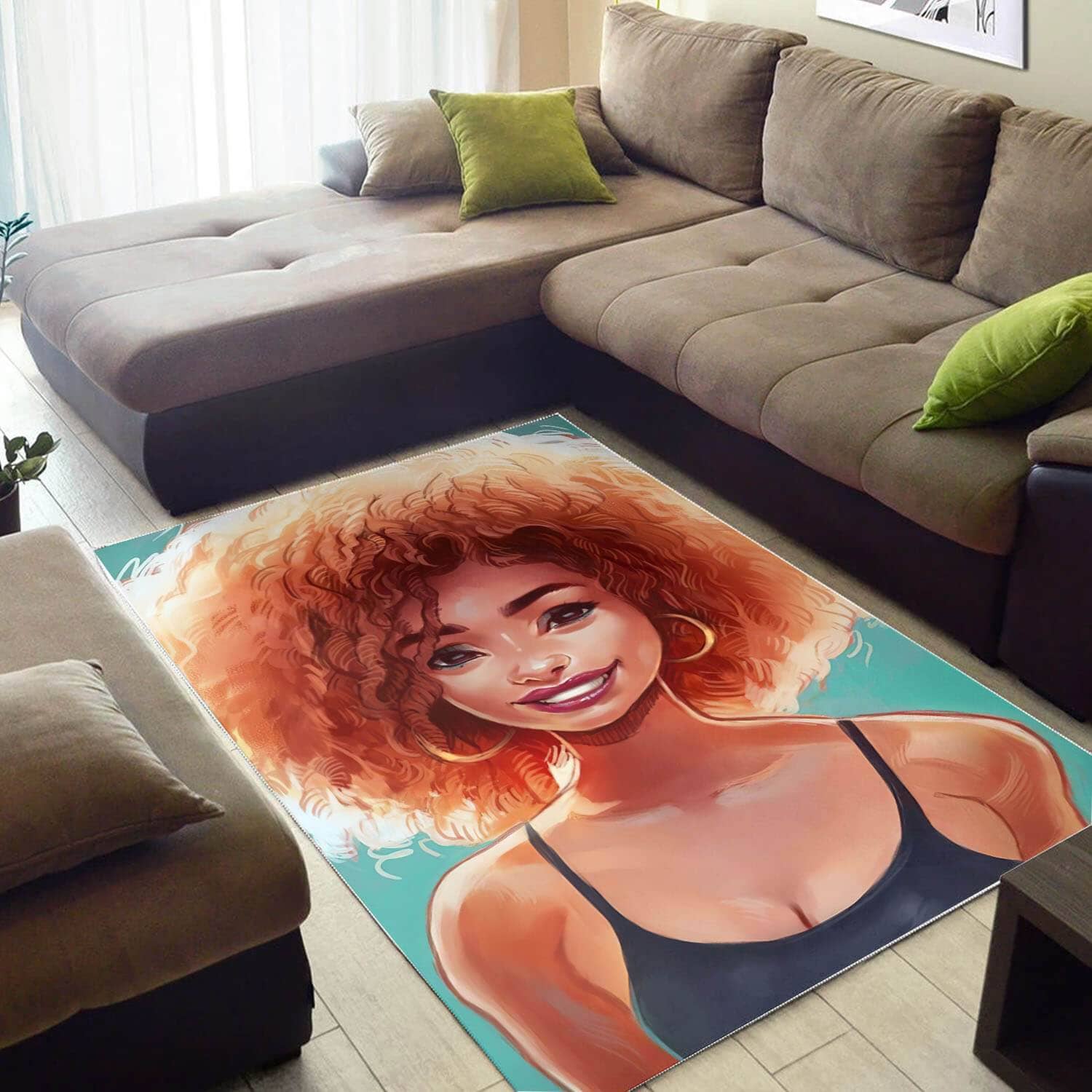 African Pretty Black Girl Magic Inspired Afrocentric Themed Rug